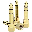 bestune 5Pcs Gold Plated Stereo Phone Screw-On Adapter 6.35mm (1/4 Inch) Male to 3.5mm (1/8 Inch) Female Audio Adapter