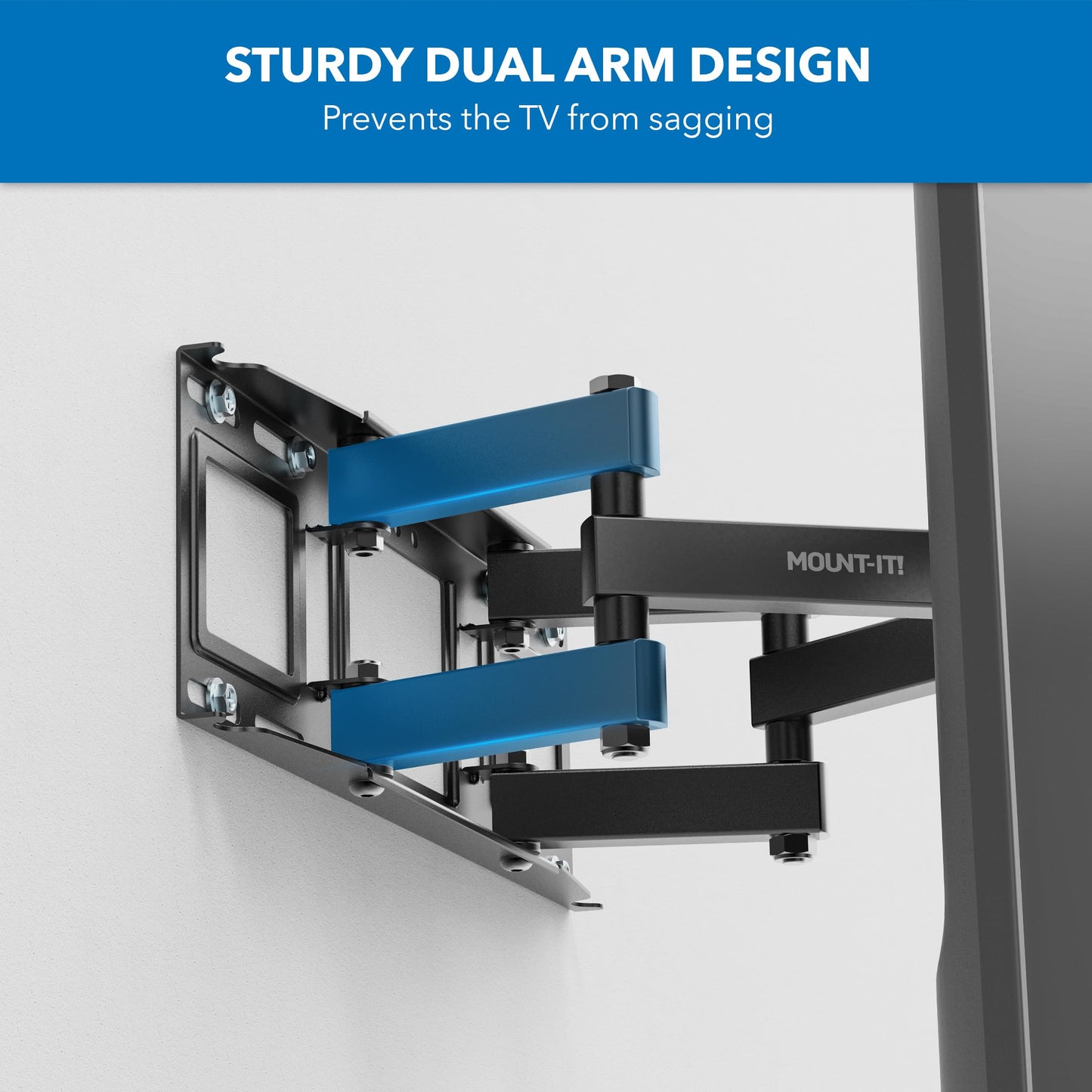 Mount-It! Full Motion TV Wall Mount with Heavy Duty Dual Arms, 14" Extension and Compatible with TVs 37" up to 80" Screen Size, Fits VESA up