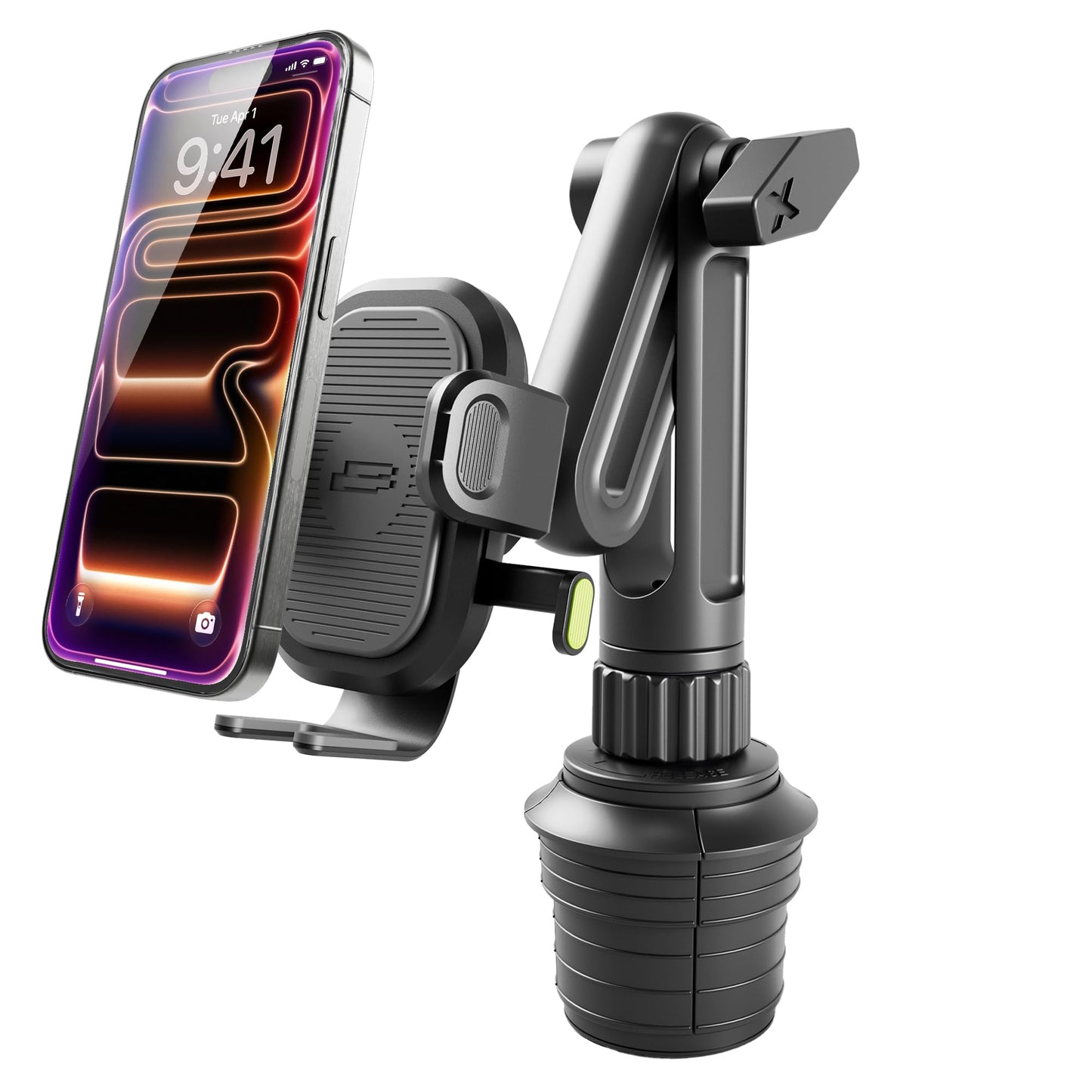 Bracketron OneClick Cup Phone Holder for Car - Universal Cup Holder Phone Mount, Fits Devices up to 4.2", 360° Rotation with Twist-Expand Base