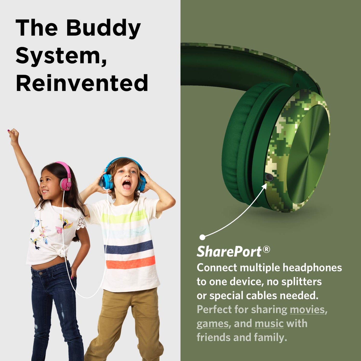 LilGadgets Connect+ Pro Wired Kids Headphones for School with Microphone, Volume Limiting Over-Ear Headset with Cord, SharePort Technology & SoftTouch