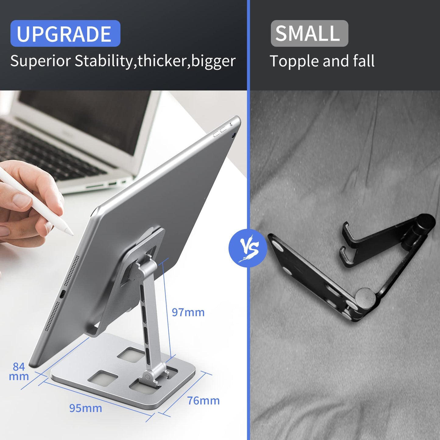 ROQRL Cell Phone Stand, 360 Angle Adjustable Cell Phone Holder, Foldable Cell Phone Stand for Desk, Equipped with A Storage Bag