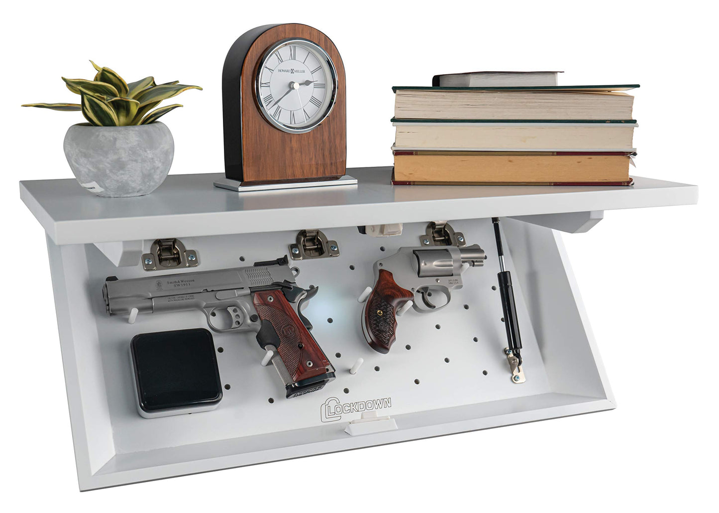 Lockdown In Plain Sight Shelf with Discreet Design, Easy Magnetic Access, Customizable Compartment and PUCK Integration for Home, Business