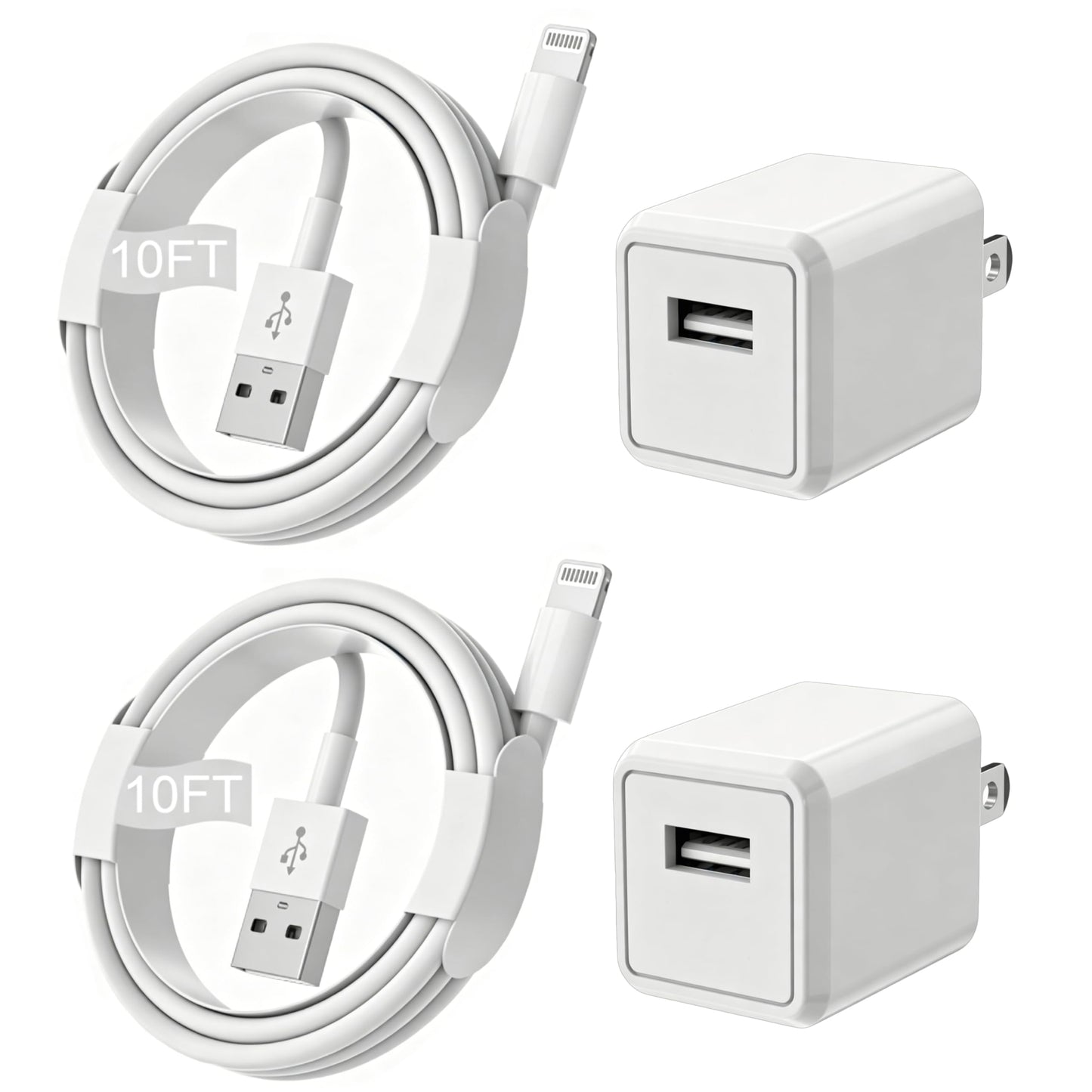 iPhone Charger,Extra Long 2 Pack 10FT Lightning Cable Cube i Phone 12 Charger Charging Transfer Cord Cable with USB Plug Wall Charge Block Travel