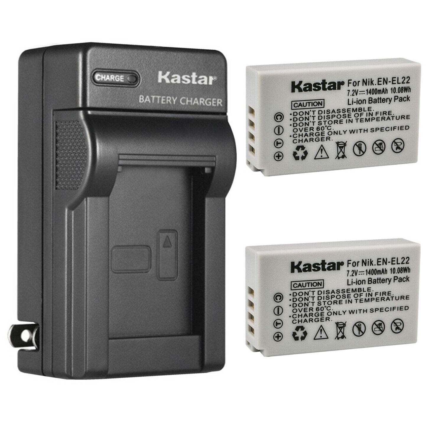Kastar 2-Pack Battery and AC Wall Charger Replacement for Nikon EN-EL22 Battery MH-29 Charger, Nikon 1 J4 Digital Camera, Nikon 1J4 Digital Camera
