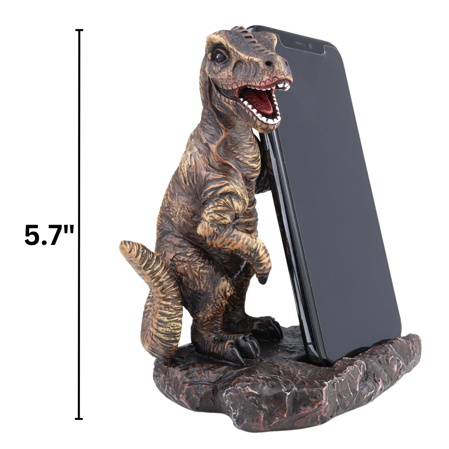 Needzo Resin Dinosaur Cell Phone Stand, Desk Holder Cradle, Office Decoration, 5 x 3.75 x 7 Inches