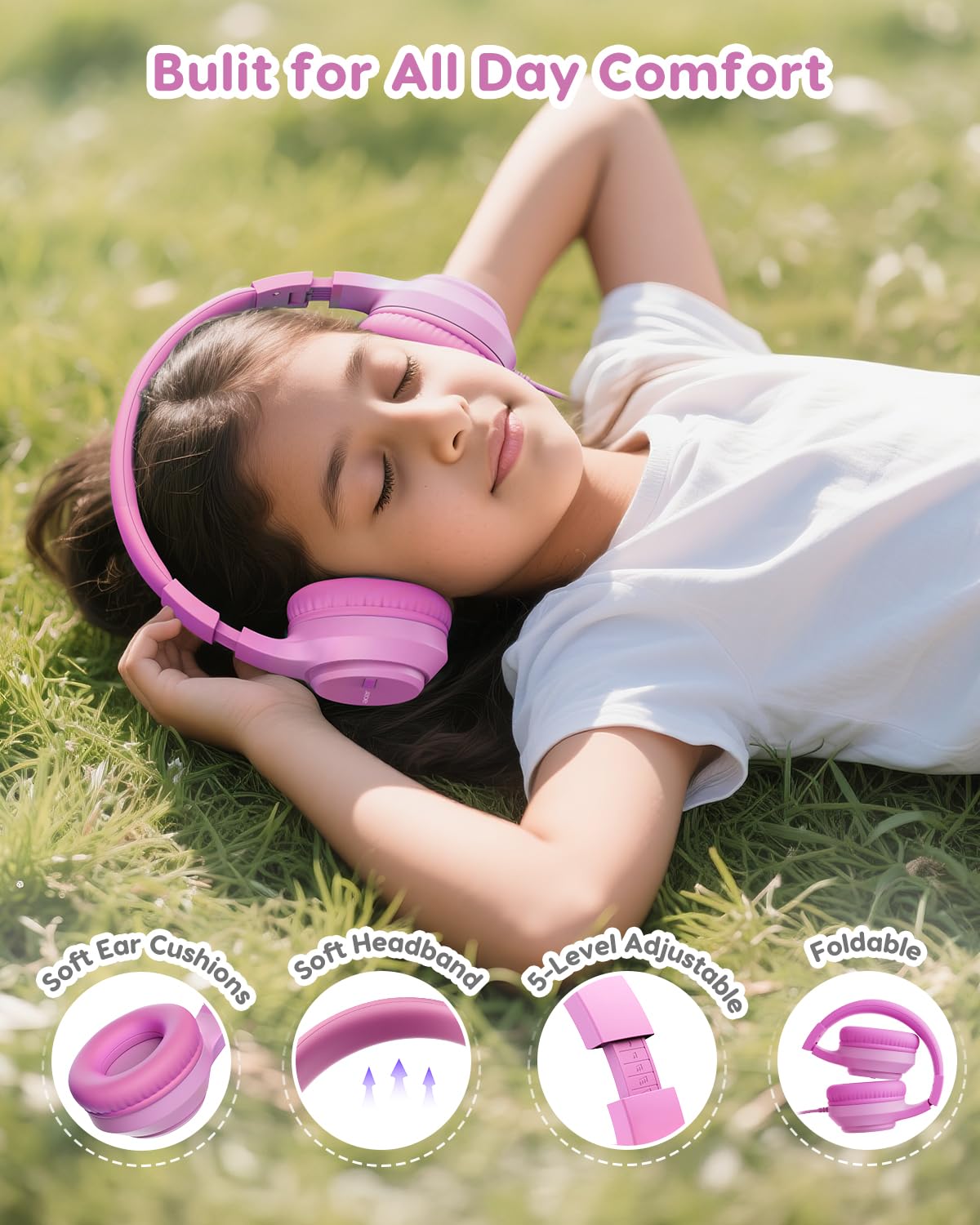 Acer Kids Headphones, 74?85?94dB Limiter, 3.5mm Jack, Pink OHW343