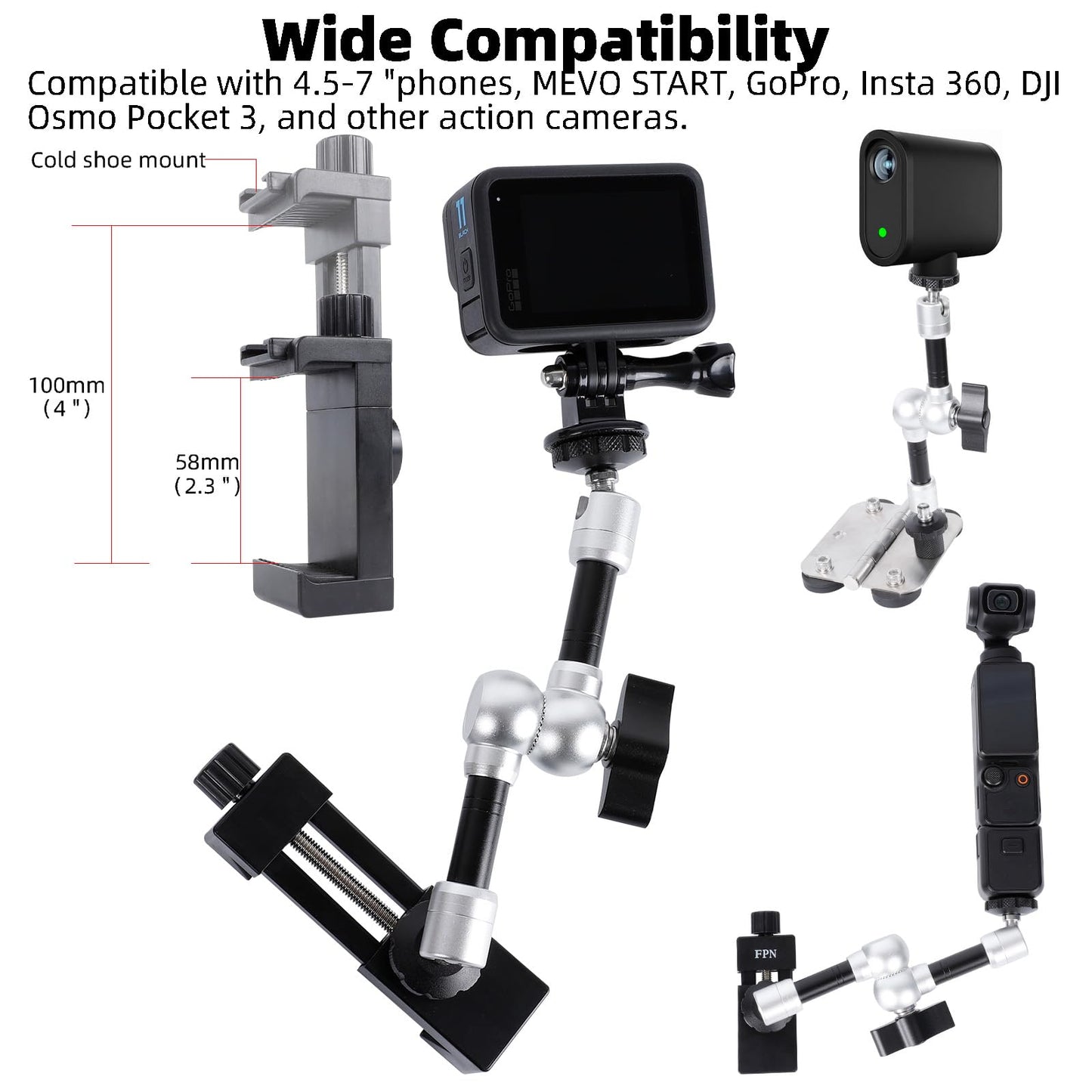 FPN Magnetic Phone Fence Post Mount + Fence Clip Kit for Gamechanger for Mevo Start, GoPro, iPhone, DJI Osmo Pocket 3 and Action Cameras,