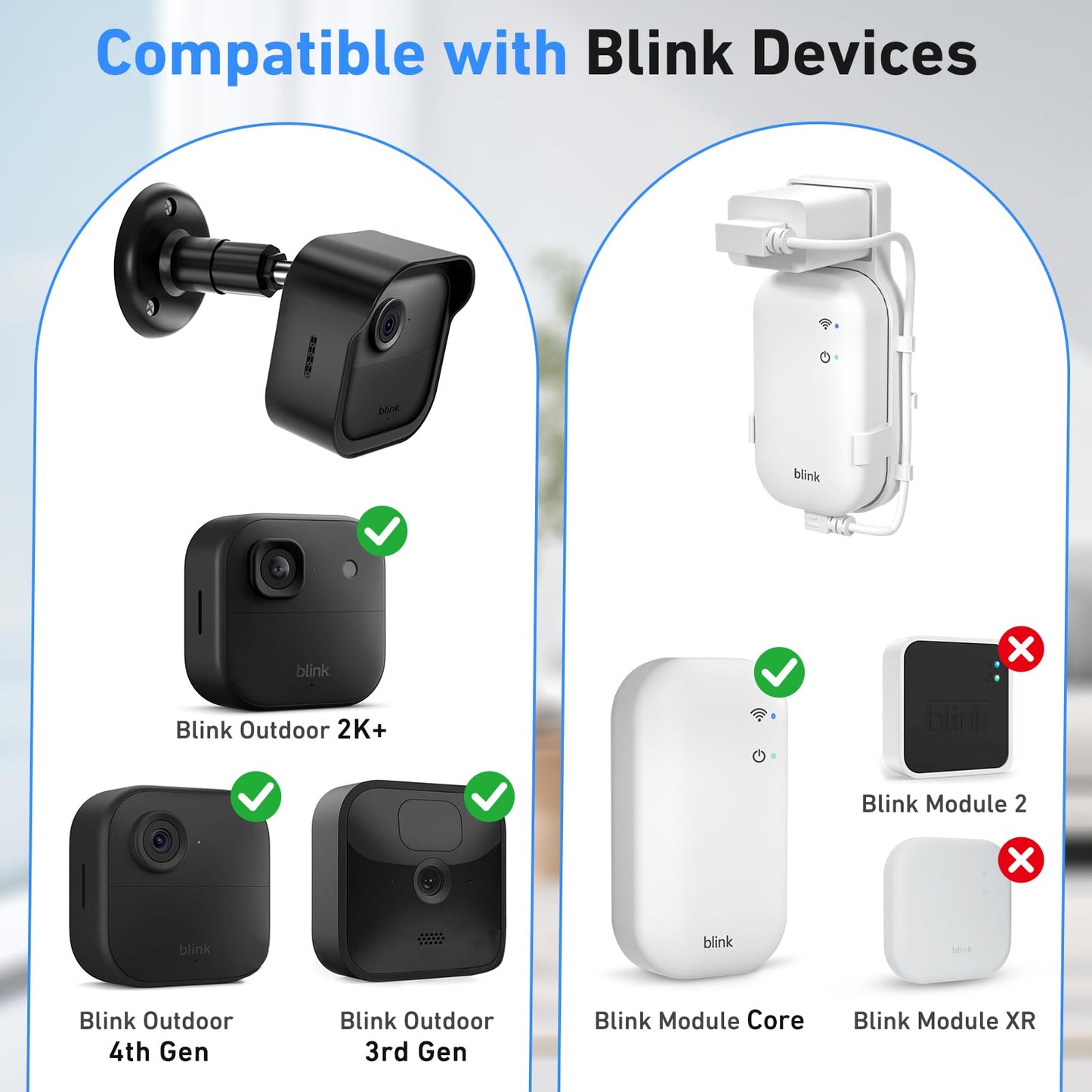 Blink Outdoor Camera Wall Mount Compatible with 2K+ & 4th Gen,3 Pack Weatherproof Protective Housing,360 Degree Adjustable with Blink Sync Module Core