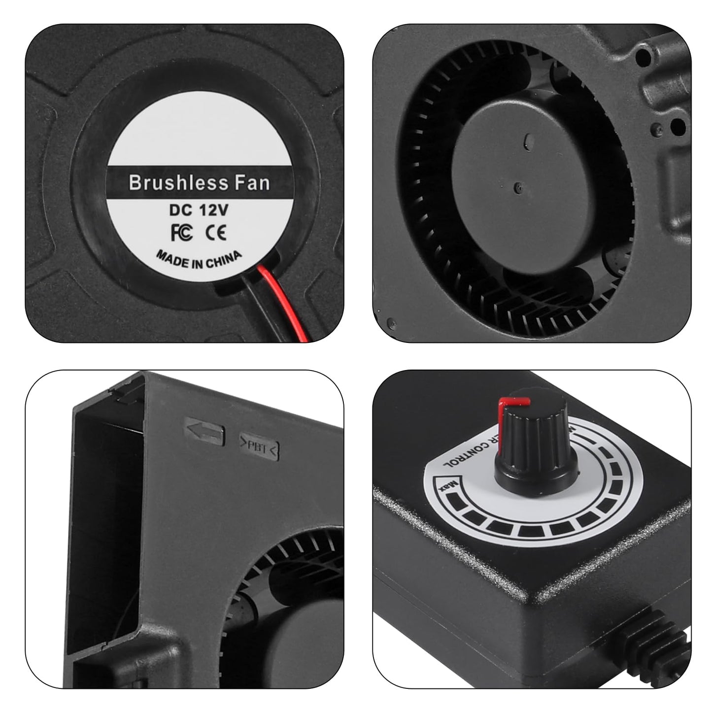 UMLIFE 1 Set PC Fans 120mm (120mm x 32mm) with Variable Speed Controller 3V to 12V, Axial Computer Fan with AC Plug 110V 120V 220V, Vent Fan for PC