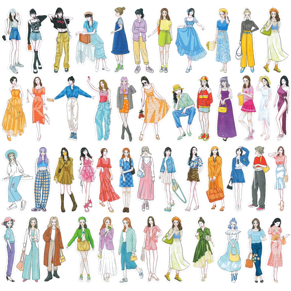 allydrew Fashion Women People Vinyl Stickers for Scrapbooking, Journaling, Water Bottles, 100pcs, Fashion Girls