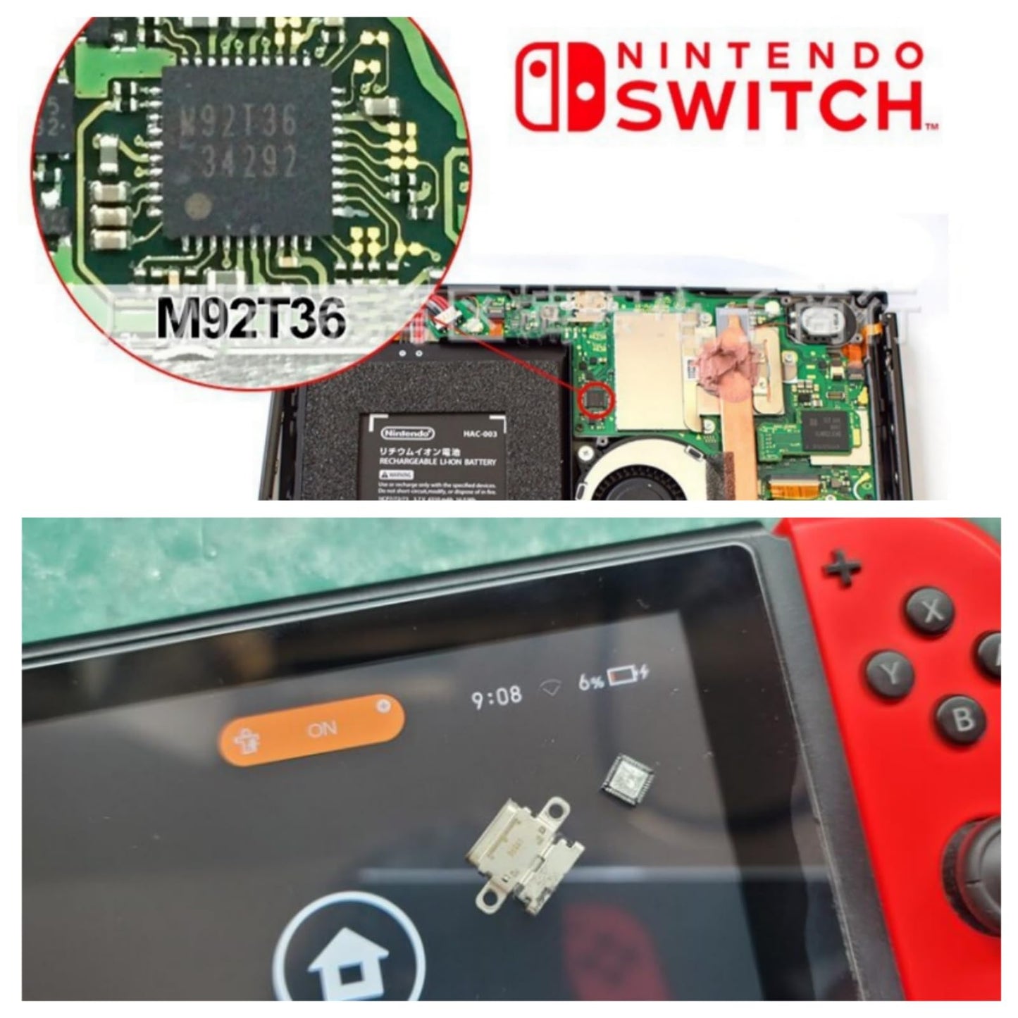 Hailue 2pcs M92T36 USB-C Charging Contro IC Chip, Suitable Nintendo for Switch Chip IC.Oled Lite Mod Motherboards Switch Chip IC.Game Console