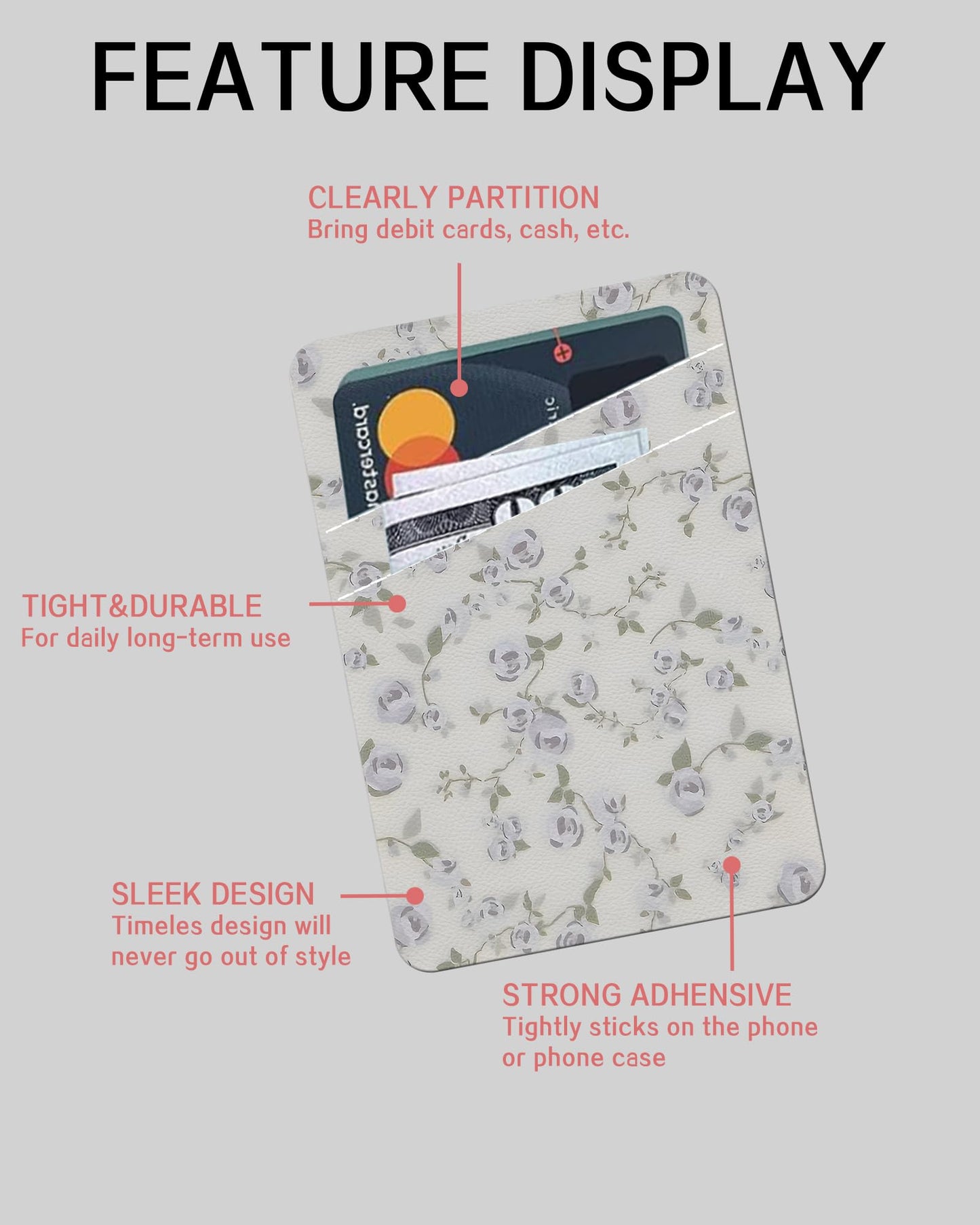 JYCardPKT Phone Card Holder Leather, Dual Pocket Phone Wallet Adhesive Stick On, Cute Phone Case Credit Card Holder, Suitable for Most of Phones