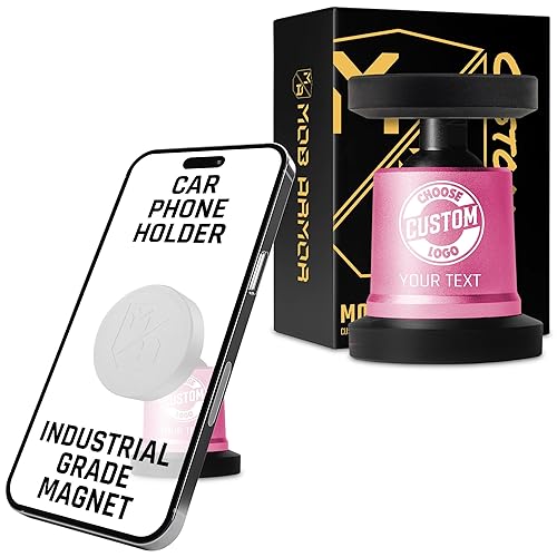 Mob Armor MobNetic Maxx - Customized Magnetic Phone Holder for Car, Personalized Car Phone Mount with 90-Degree Tilt, 360-Degree Rotation, Aluminum