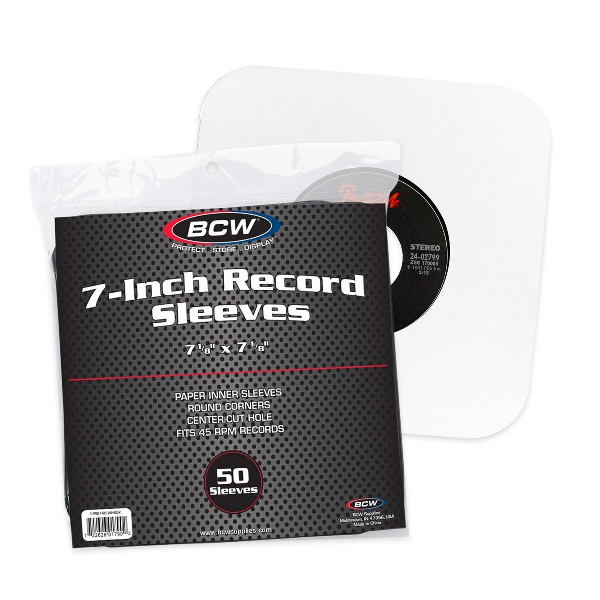BCW 7 Inch Vinyl Record Paper Inner Sleeves - Round Corners - White | Pack of 50 | Protective LP Album Sleeves for Vinyl Storage and Preservation |