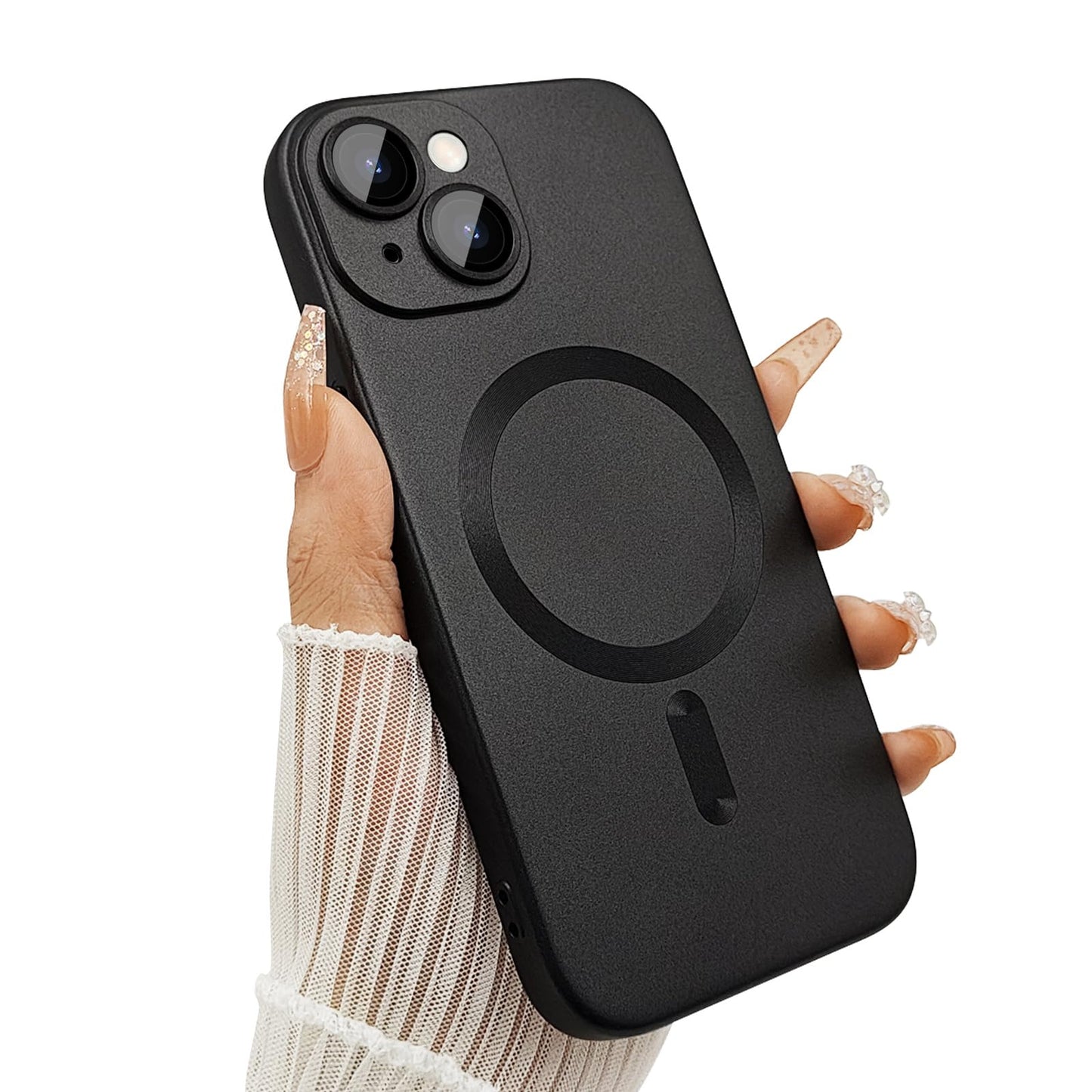 ankofave Magnetic for iPhone 15 Pro Max Phone Case for Women, Matte Luxury Soft Metallic Luster Design and Camera Lens Protector, Compatible