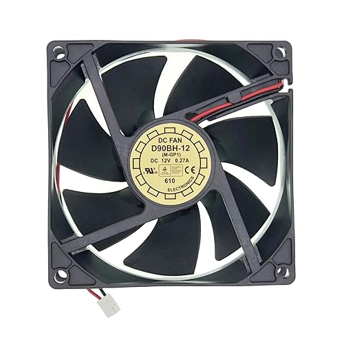 LEYEYDOJX for YATE Loon D90BH-12 Cooling Fan DC12V 0.27A Size:90X90X25MM 3600RPM 55.68CFM 2-Wire Workstation Cooling Fan.