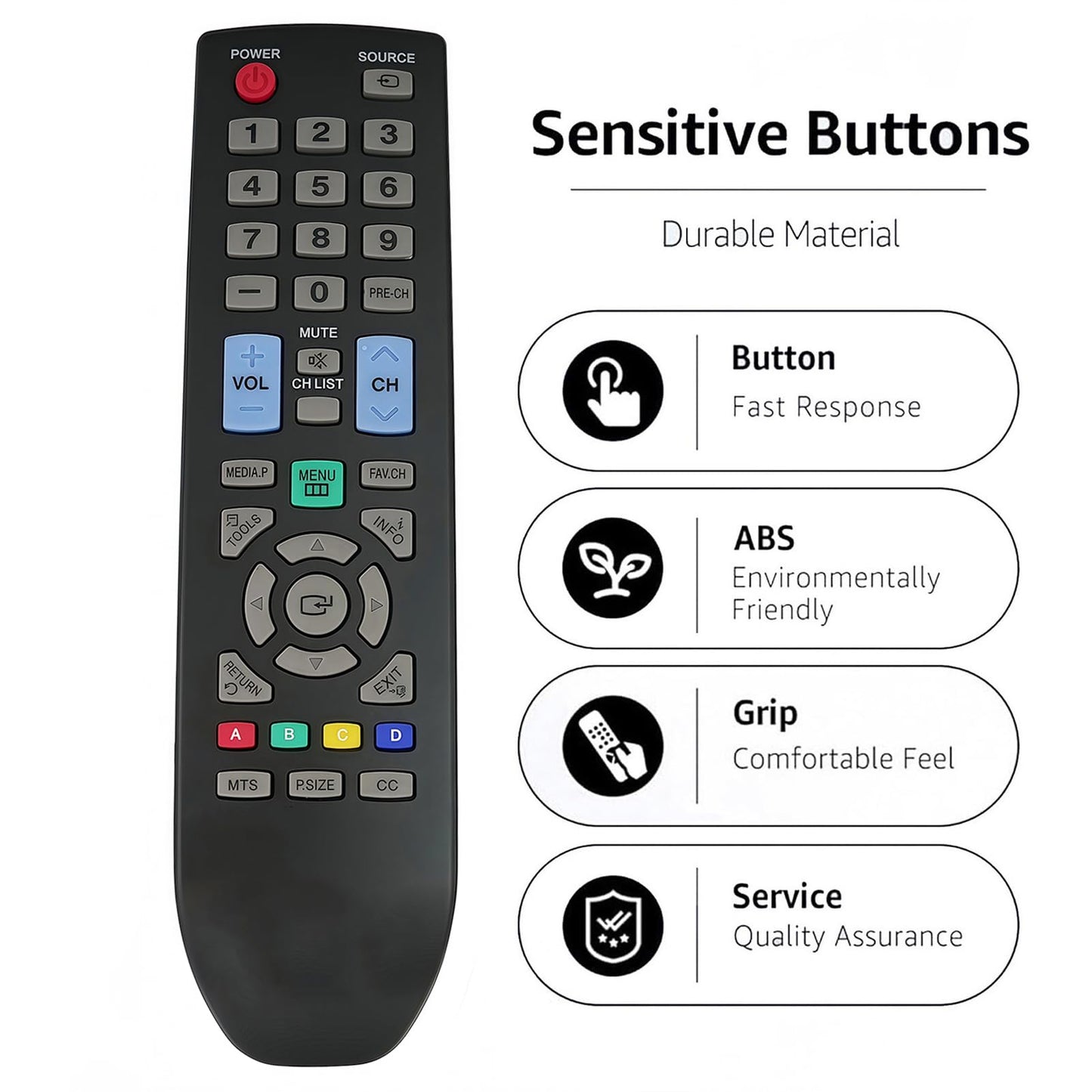 Replacement Remote Control Compatible for LN26B360C5D LN26B460B2D LN32B360C5D Samsung LCD TVs