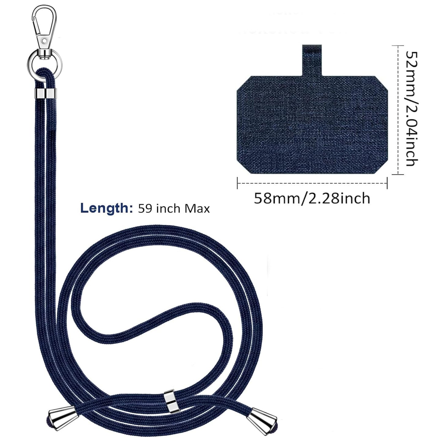 YONNAXO 2 Pcs Universal Cell Phone Lanyard, Crossbody Patch Phone Lanyard with Adjustable Nylon Neck Strap with Every Mobile Phone (Blue + Black)…