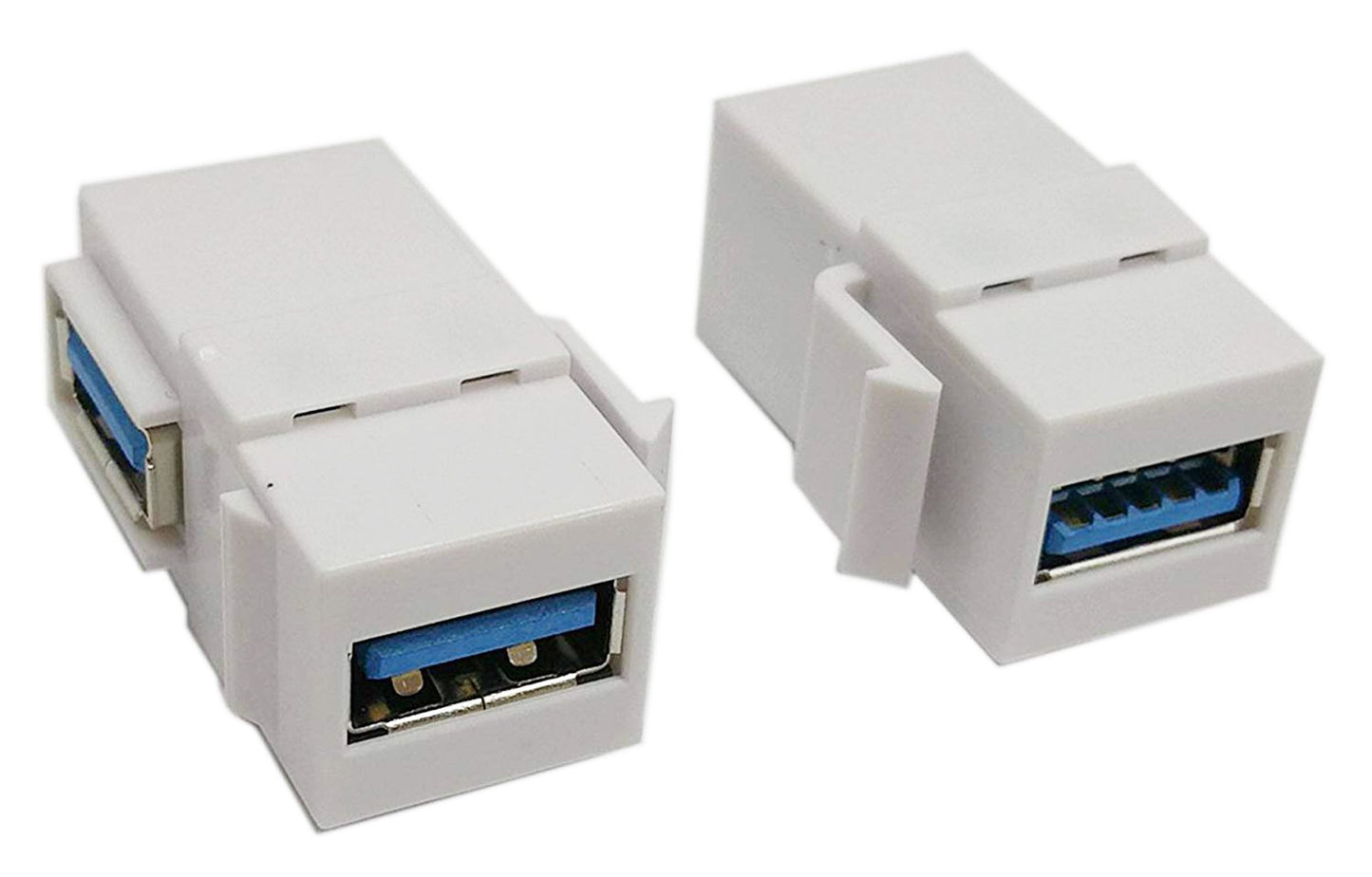 USB 3.0 Keystone Jack Inserts, zdyCGTime (2-Pack) 90 Degree Right Angled USB 3.0 Adapters Female to Female Connector for Wall Plate Outlet Pane…