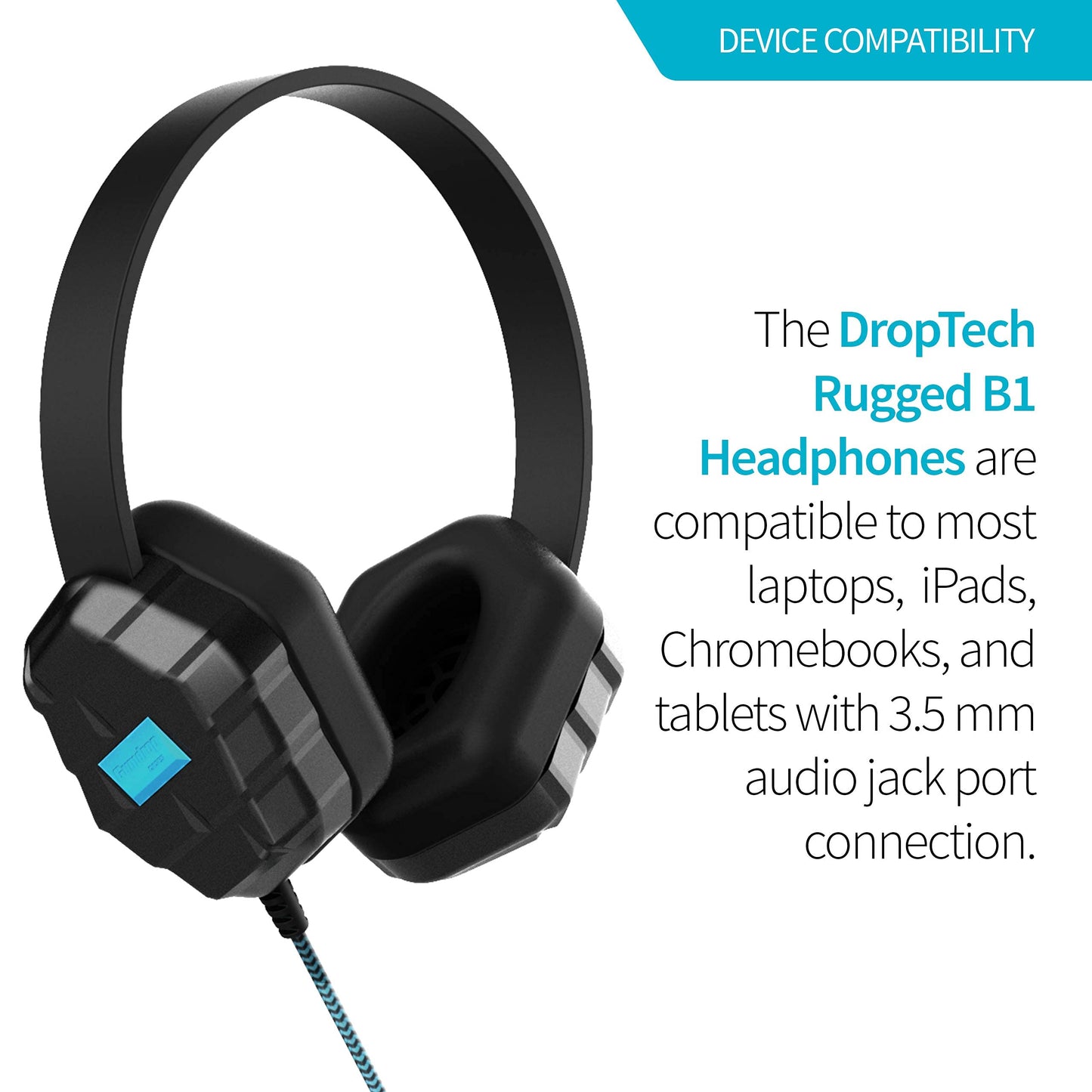 Gumdrop DropTech B1 On-Ear Headphone. Designed for K-12 Students, Teachers and Classrooms - Drop Tested, Rugged and Reliable for an Enhanced…