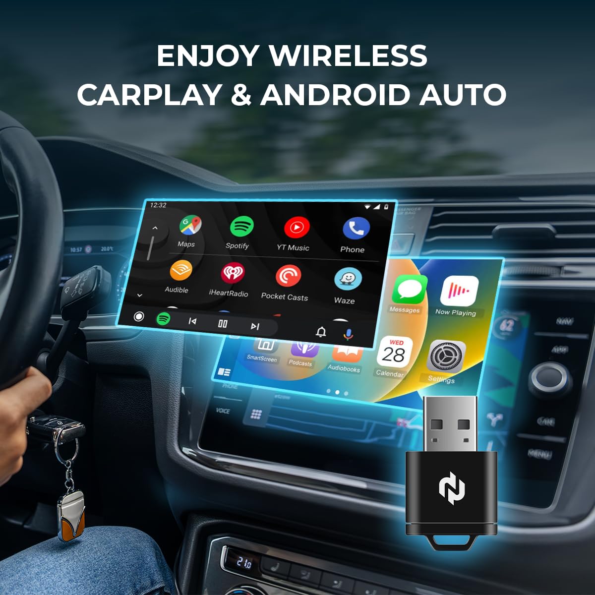 N Wireless CarPlay Adapter Upgrade - Faster & More Stable Wireless Apple CarPlay for Wired CarPlay Vehicles, 5GHz WiFi Performance, Plug & Play USB