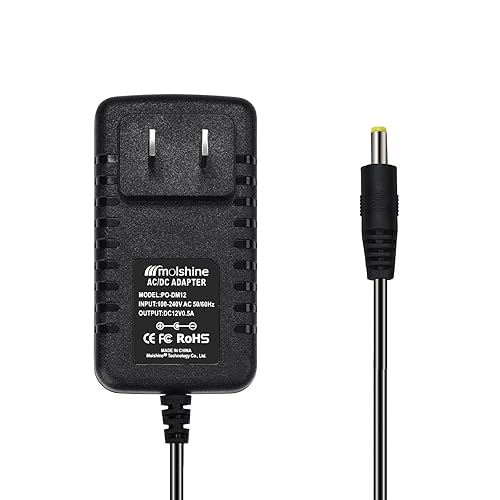 molshine (6.6ft Cable 12V AC DC Adapter Compatible DYMO 1758460 LabelManager 260P LM-260P (1754490) 280 LM-280 (1815990) 360D LM-360D (1754488) 420P…