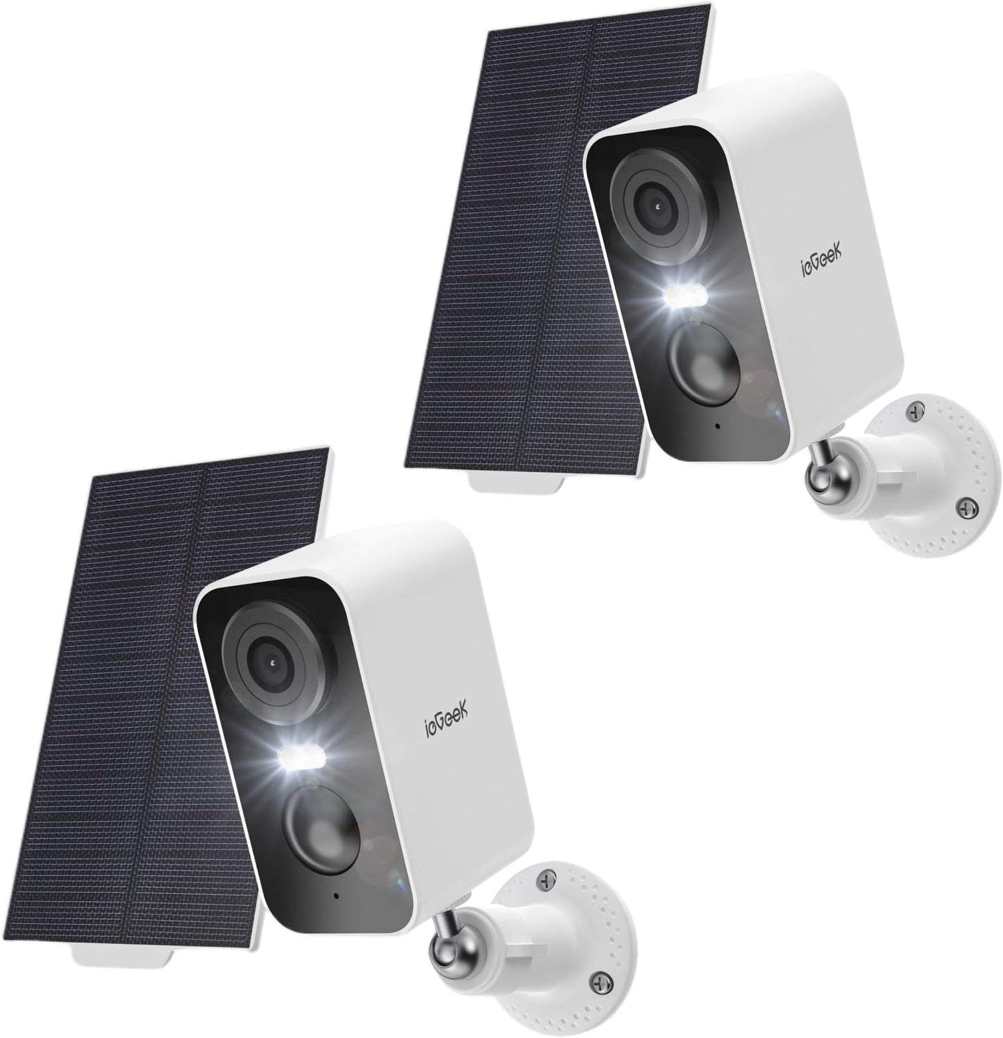 ieGeek Solar Security Cameras Wireless Outdoor, 2 Pack 2K WiFi Battery Camera System for Home Surveillance, Battery Powered Cam with 3MP Color Night
