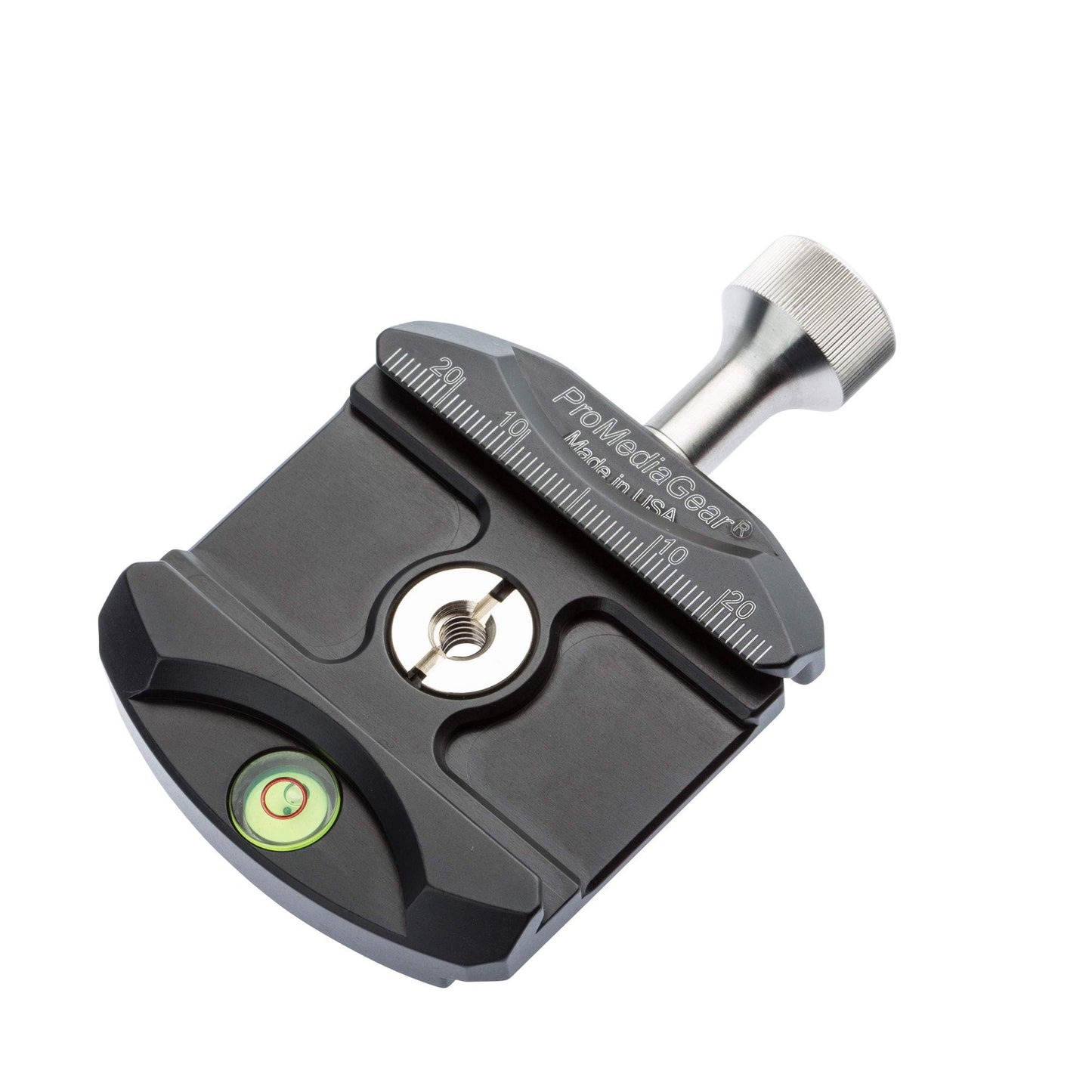 C60 Arca-Swiss Compatible Quick Release Clamp with 1-4" Hardened Thread Insert with Bubble Level