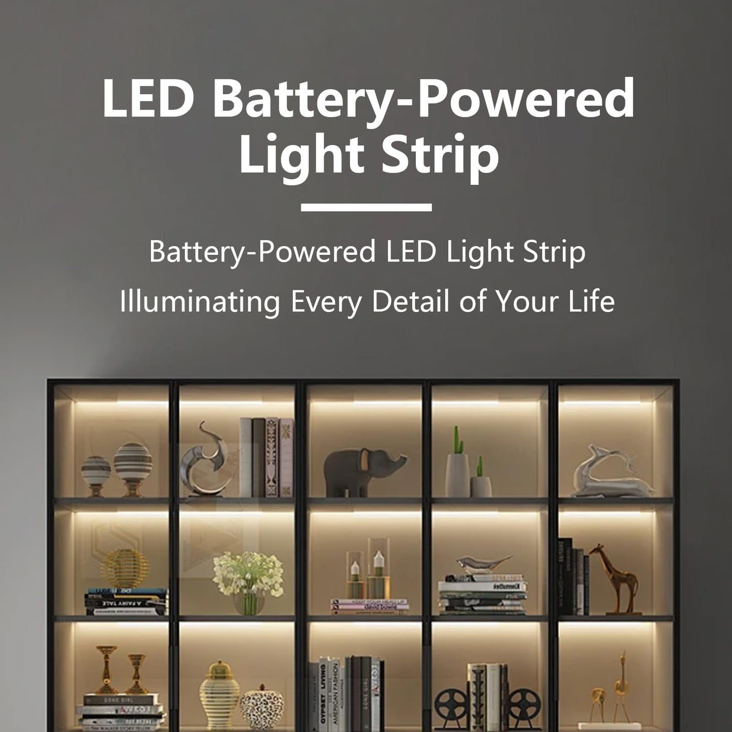 TIANCILC White LED Strip Lights, Wireless LED Strip Lights 40 inch x 3 Pack for Kitchen Under Cabinet Lighting, Shelves, Under Counter, Closet