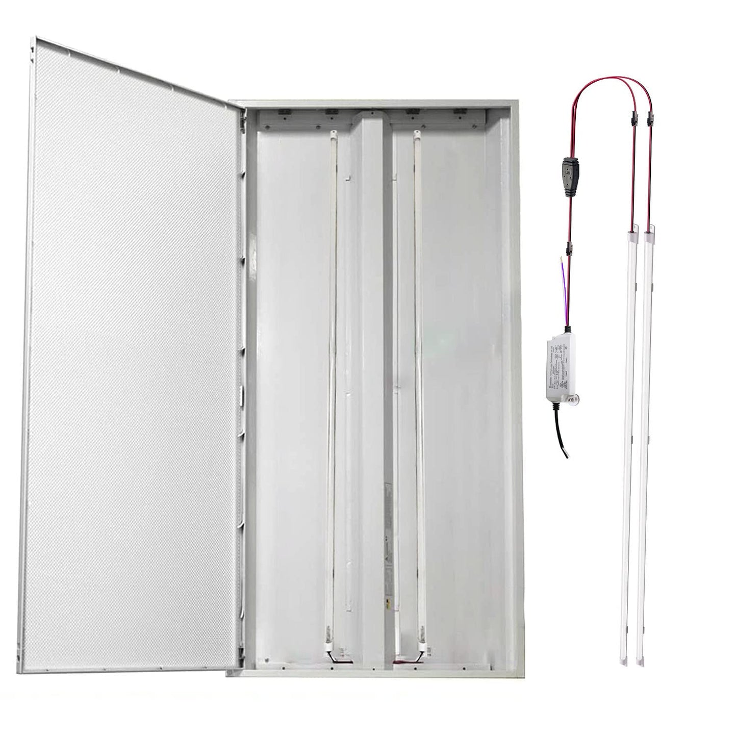 jimwhen 4FT Magnetic LED Troffer Retrofit Kit, 2x4 FT LED Retrofit Kit,36W,5000K Daylight White,Super Bright 5400LM,0-10V Dimmable,T8 T10 T12