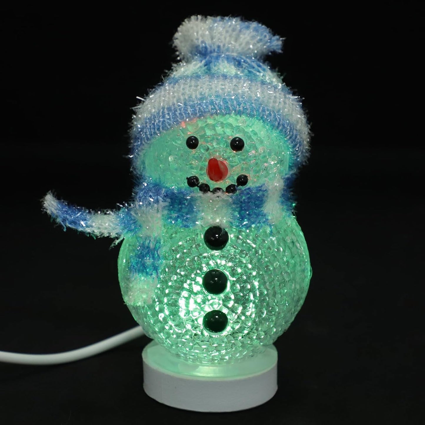 Uonlytech 2pcs LED Christmas Lights Light Up Snowman Ornaments with Hat USB Charging RGB Color Changing Night Light Christmas Table Centerpiece