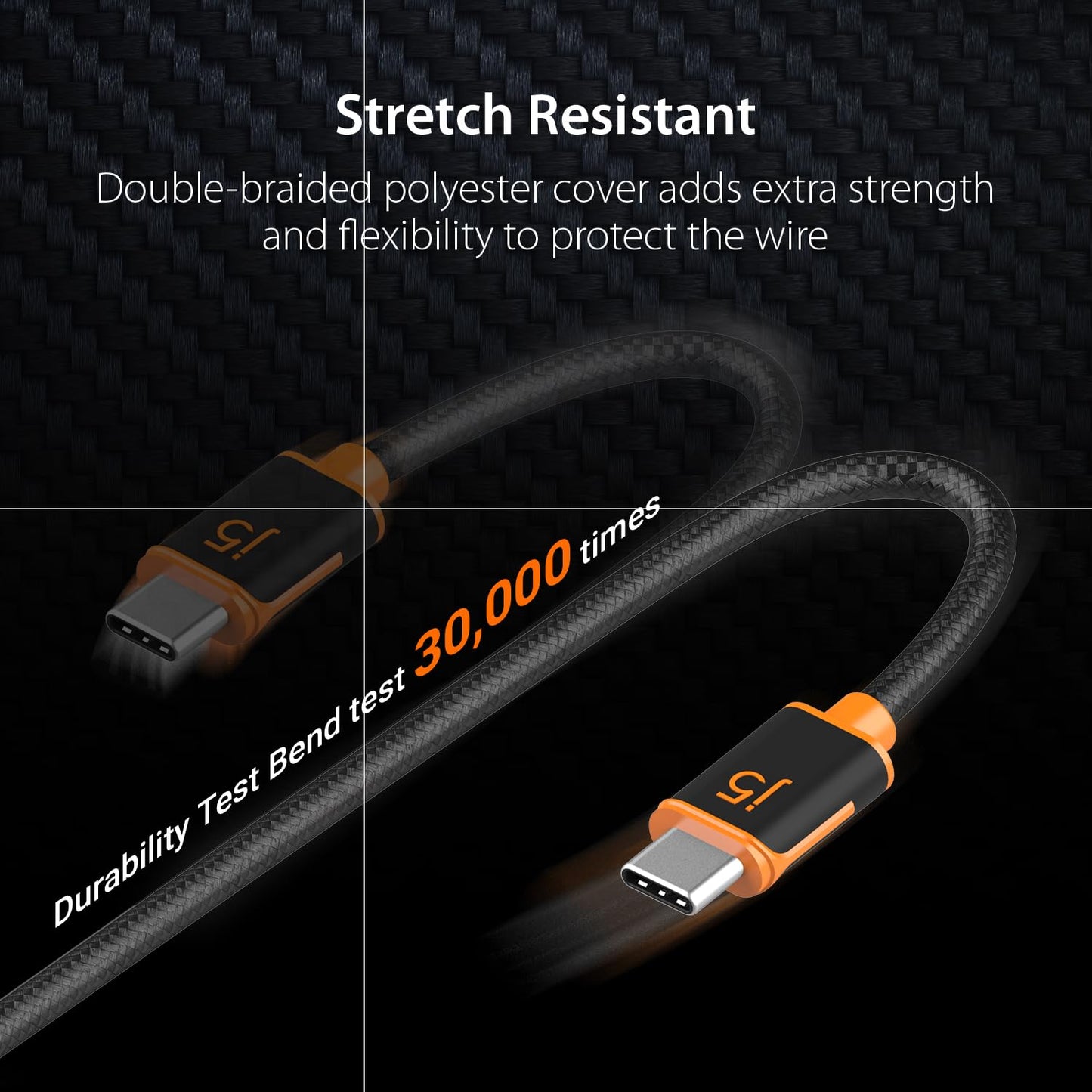 j5create USB C to USB C 60W Fast Charging Cable 9.8ft / 3m, Double Braided, for Samsung Galaxy, iPad Pro, iPad mini, Tablet, Laptop, Chromebook