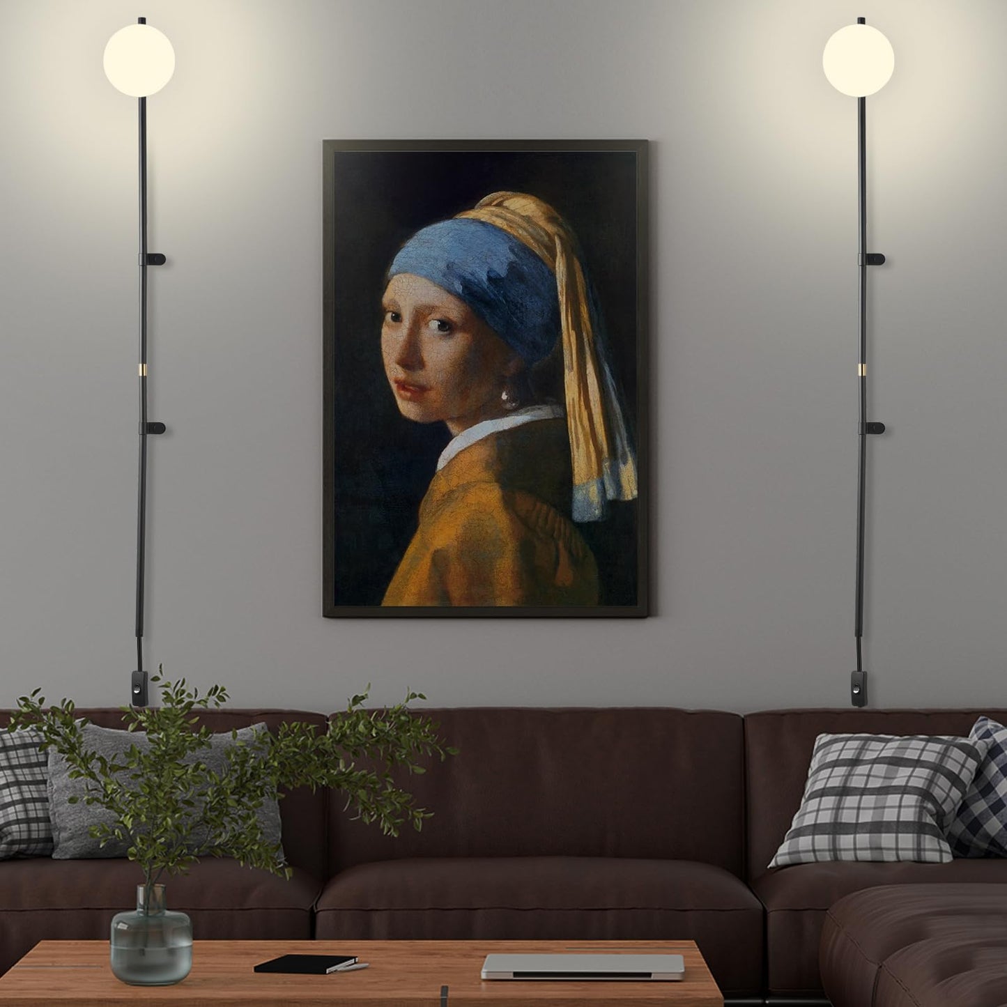 HOMLUCE Modern Plug in Wall Sconce Globe Shade Indoor Wall Light, LED Wall Mounted Lamp with Plug in Switch, Wall Lamp for Bedroom Living Room Study