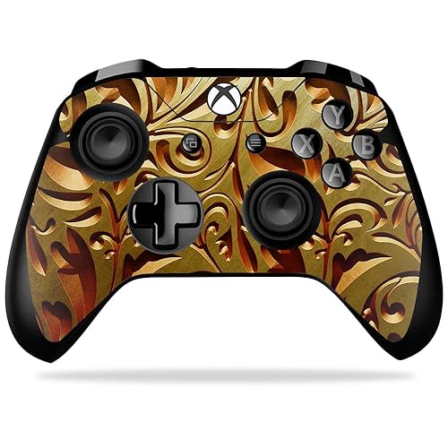 MightySkins Skin Compatible with Microsoft Xbox One X Controller - Mosaic Gold | Protective, Durable, and Unique Vinyl Decal wrap Cover | Easy