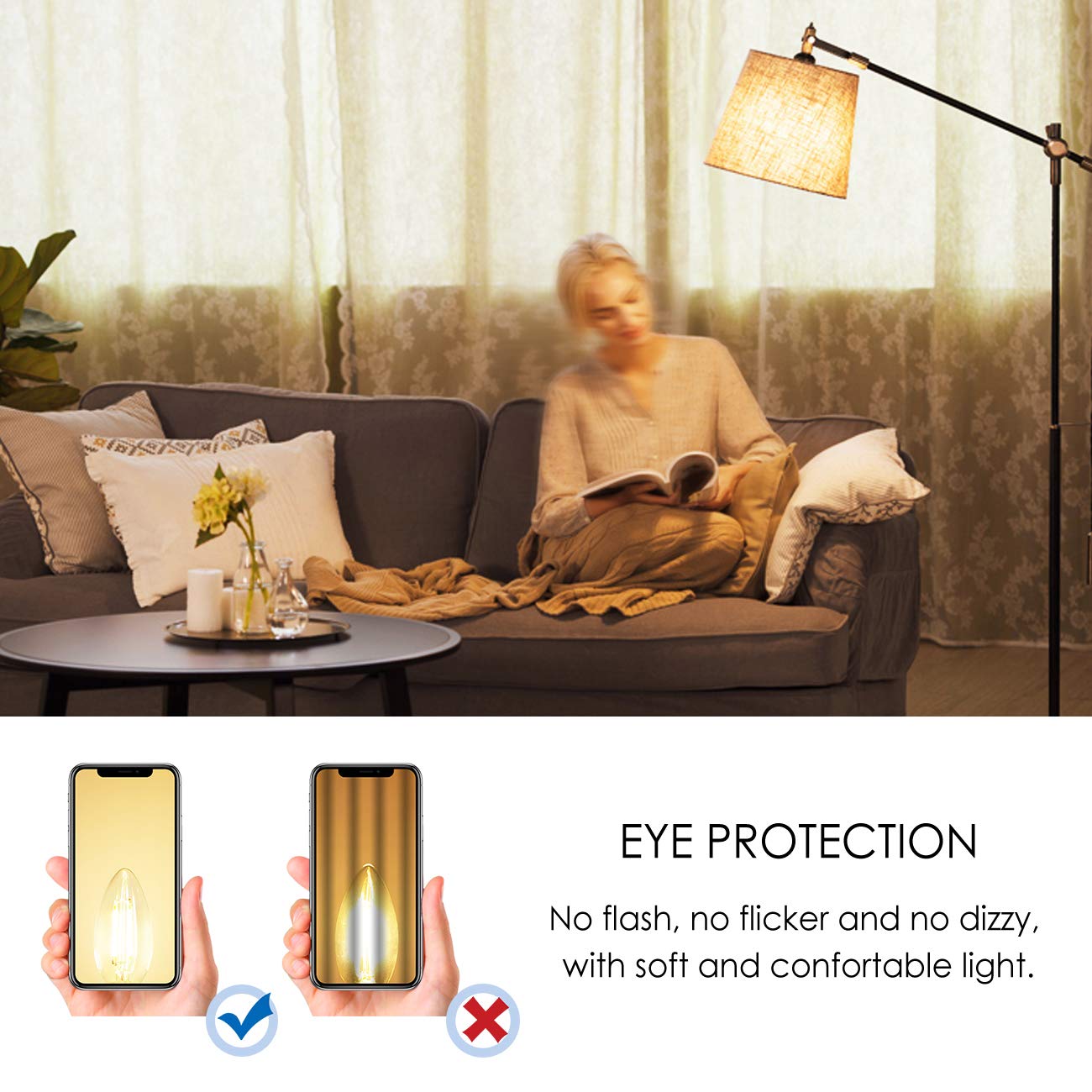 LVWIT E12 Candelabra LED Bulb, 4W Equivalent 60W, Non-Dimmable, 6 Pack