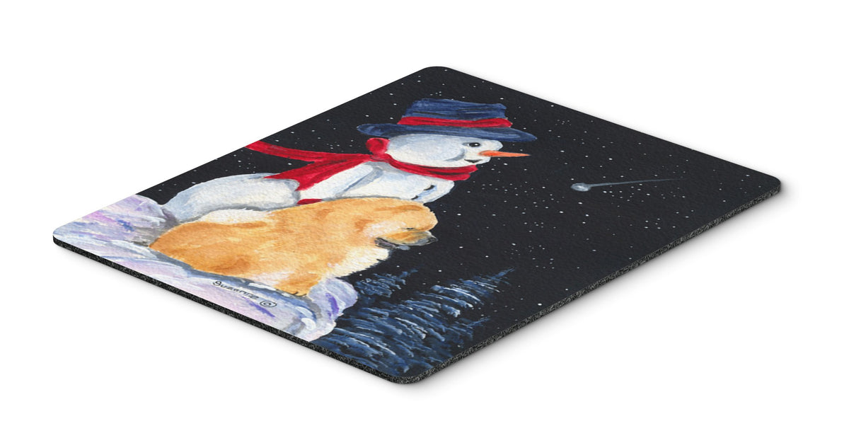 Caroline's Treasures SS8554MP Snowman with Chow Chow Mouse Pad, Hot Pad or Trivet for Home Office Gaming Working Computers Laptop Mouse Mat,Washable