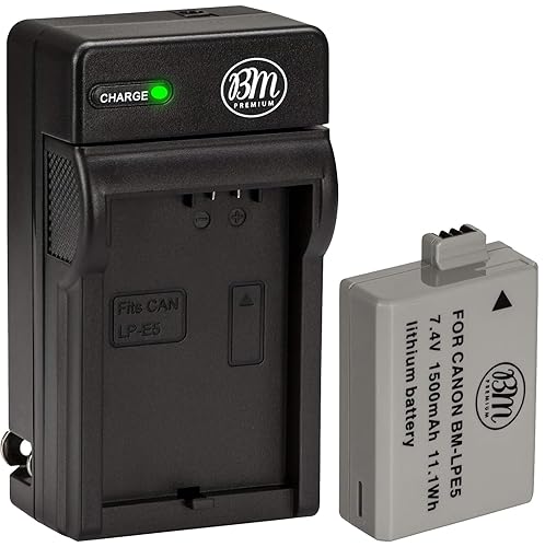 Big Mike's BM Premium LP-E5 Battery and Charger Kit for Canon EOS Rebel XS, Rebel T1i, Rebel XSi, 1000D, 500D, 450D, Kiss X3, Kiss X2, Kiss F Digital