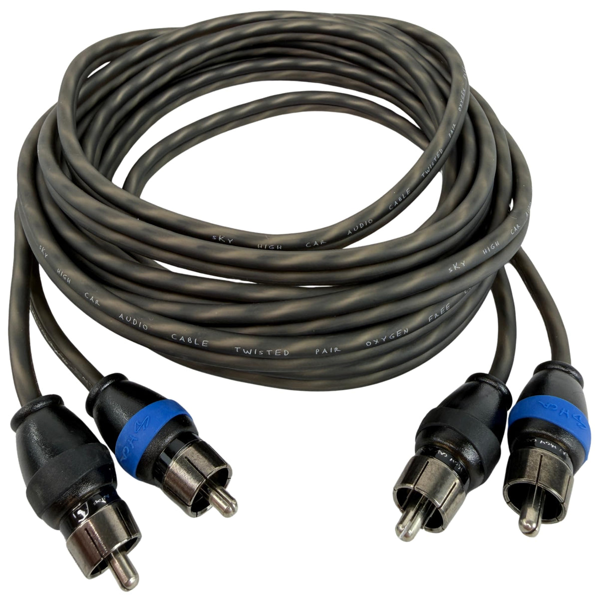 Sky High Car Audio 2 Channel Twisted 12 ft RCA Cables Coated 12' OFC