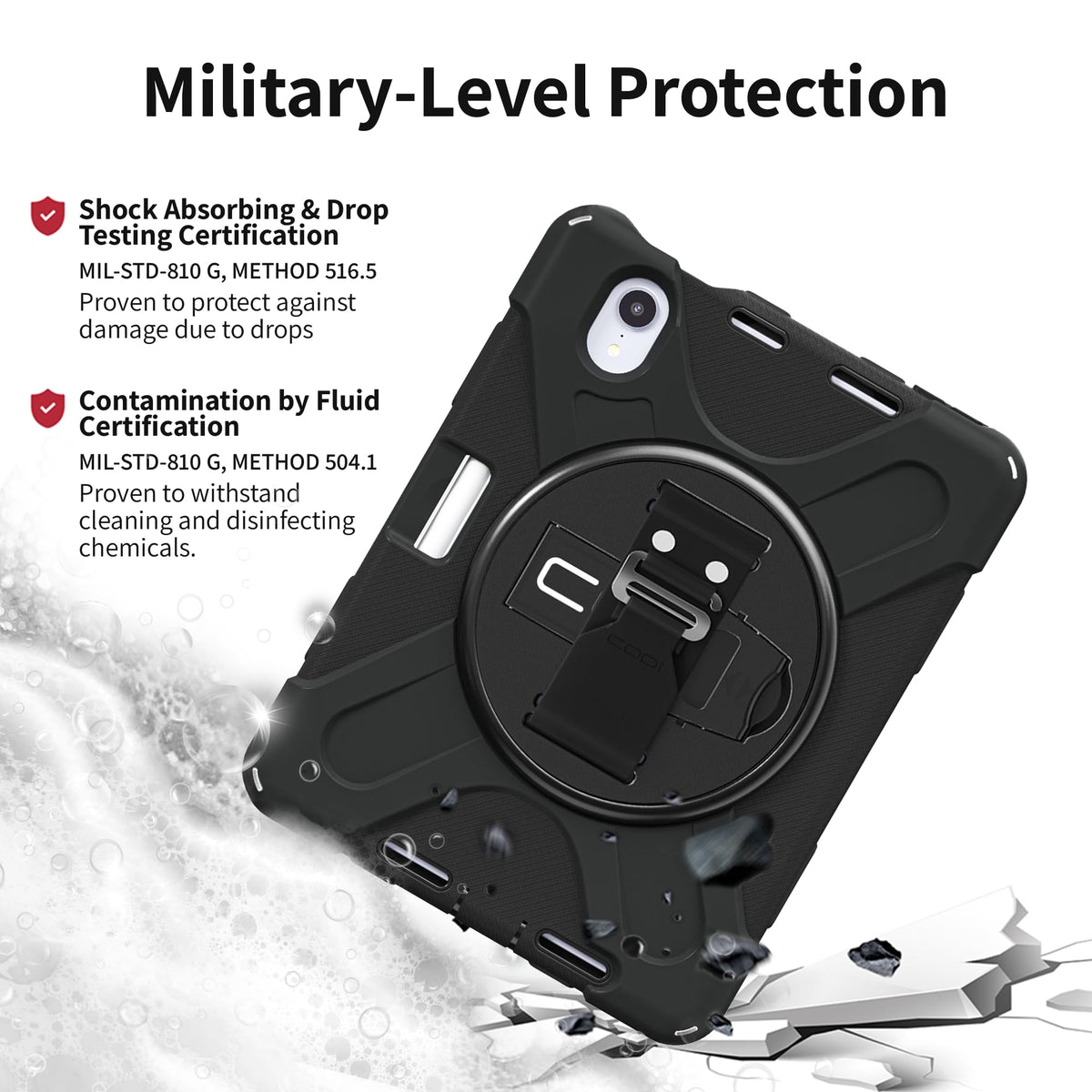 CODi Rugged Case for iPad Mini 6/iPad Mini A17 Pro | 360° Protection, Drop-Test Certified, Rotating Kickstand