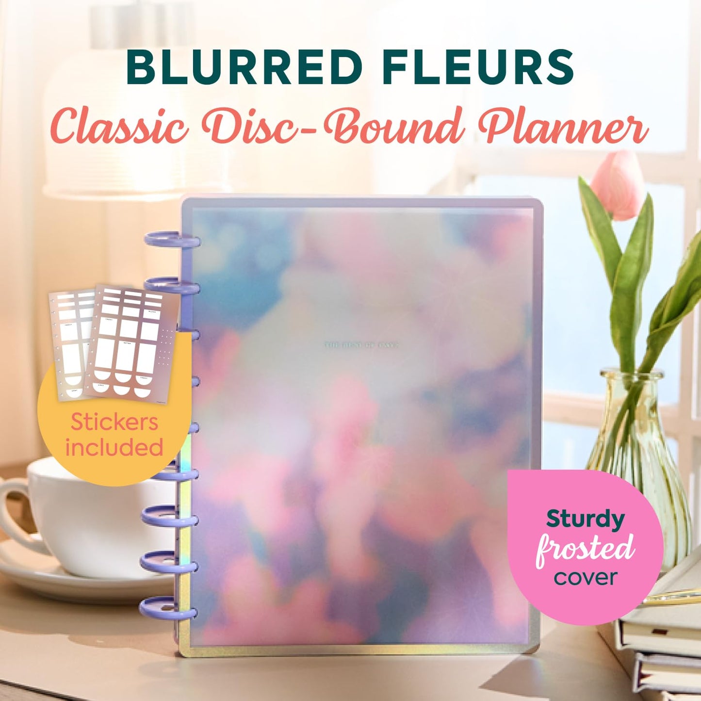 Happy Planner Disc-Bound Planner July 2024-June 2025, Includes 3 Extra Months and 2 Sticker Sheets, Classic Size, 7" x 9.25", Vertical Layout, Smiley