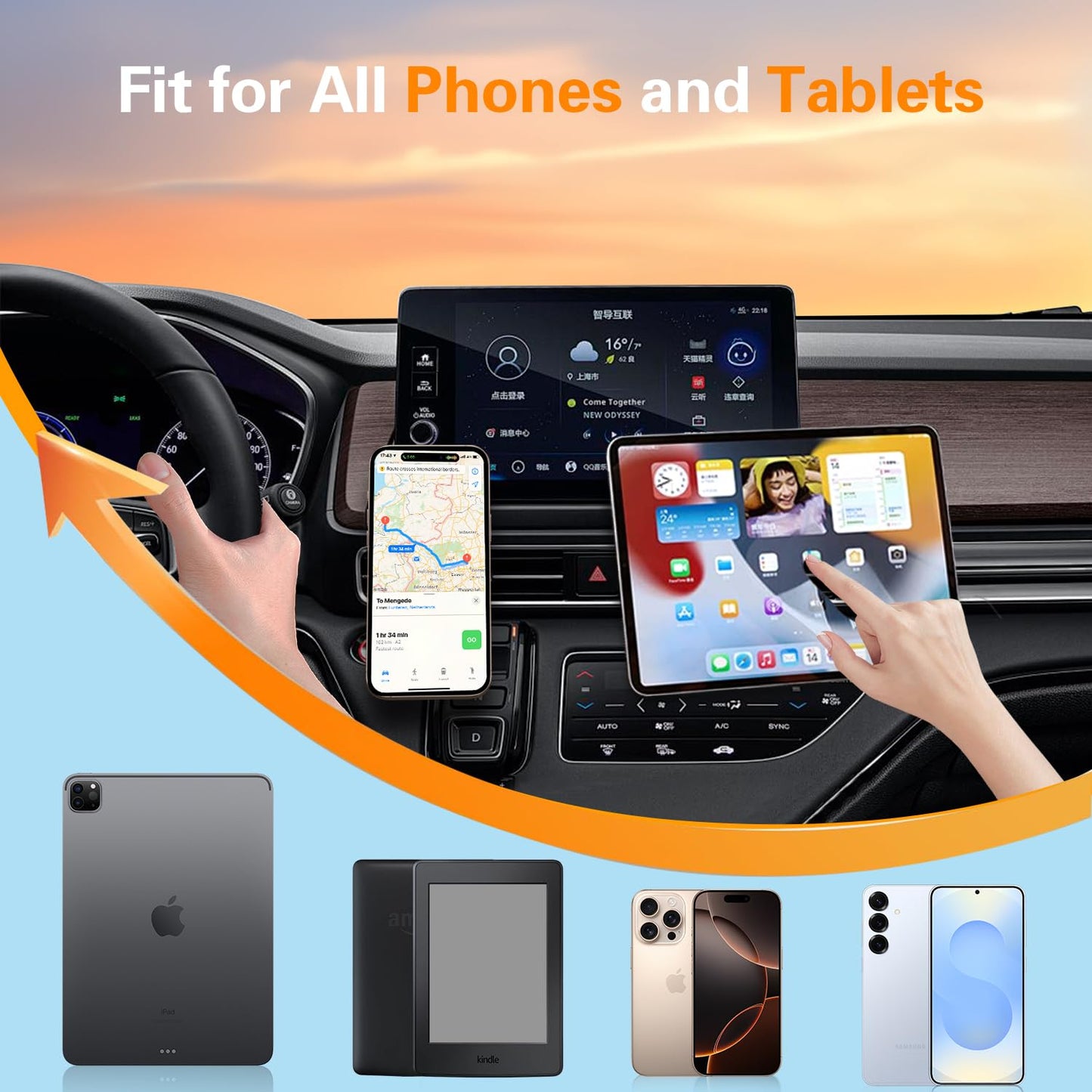Magnetic Car Mount Air Vent Cell Phone Holder, Universal Vehicle Dash Dashboard Ac Airvent Cellphone Magic Stand with Clip Hook, for iPhone 16 15