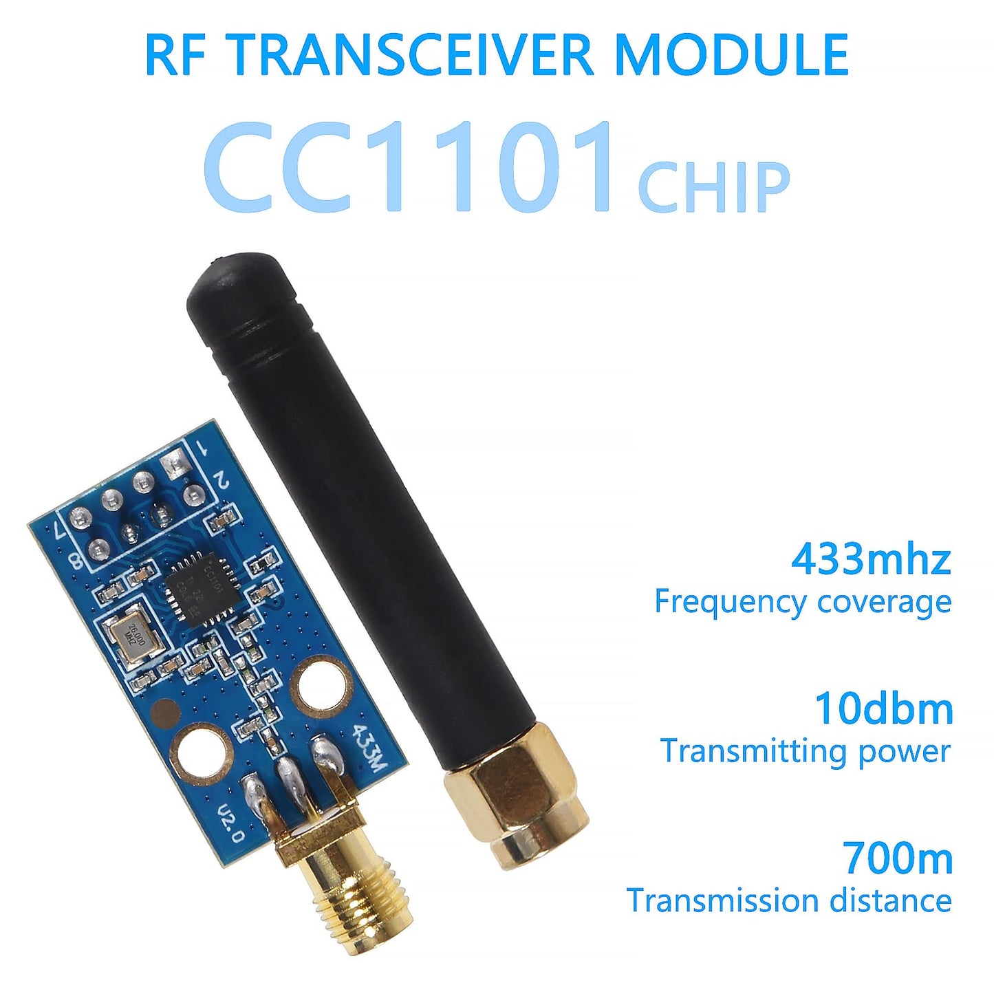 AOICRIE 3pcs CC1101 Wireless Module with SMA Antenna Wireless Transceiver Module 315/433/868/915MHZ for Raspberry Pi