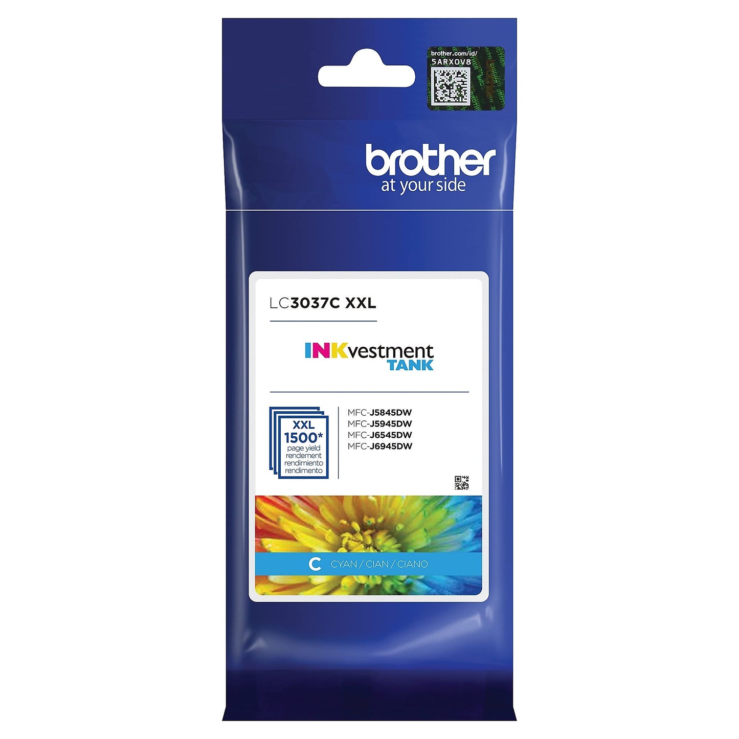 Brother Genuine LC3037C, Single Pack Super High-Yield Cyan INKvestment Tank Ink Cartridge, Page Yield Up to 1,500 Pages, LC3037, Amazon Dash