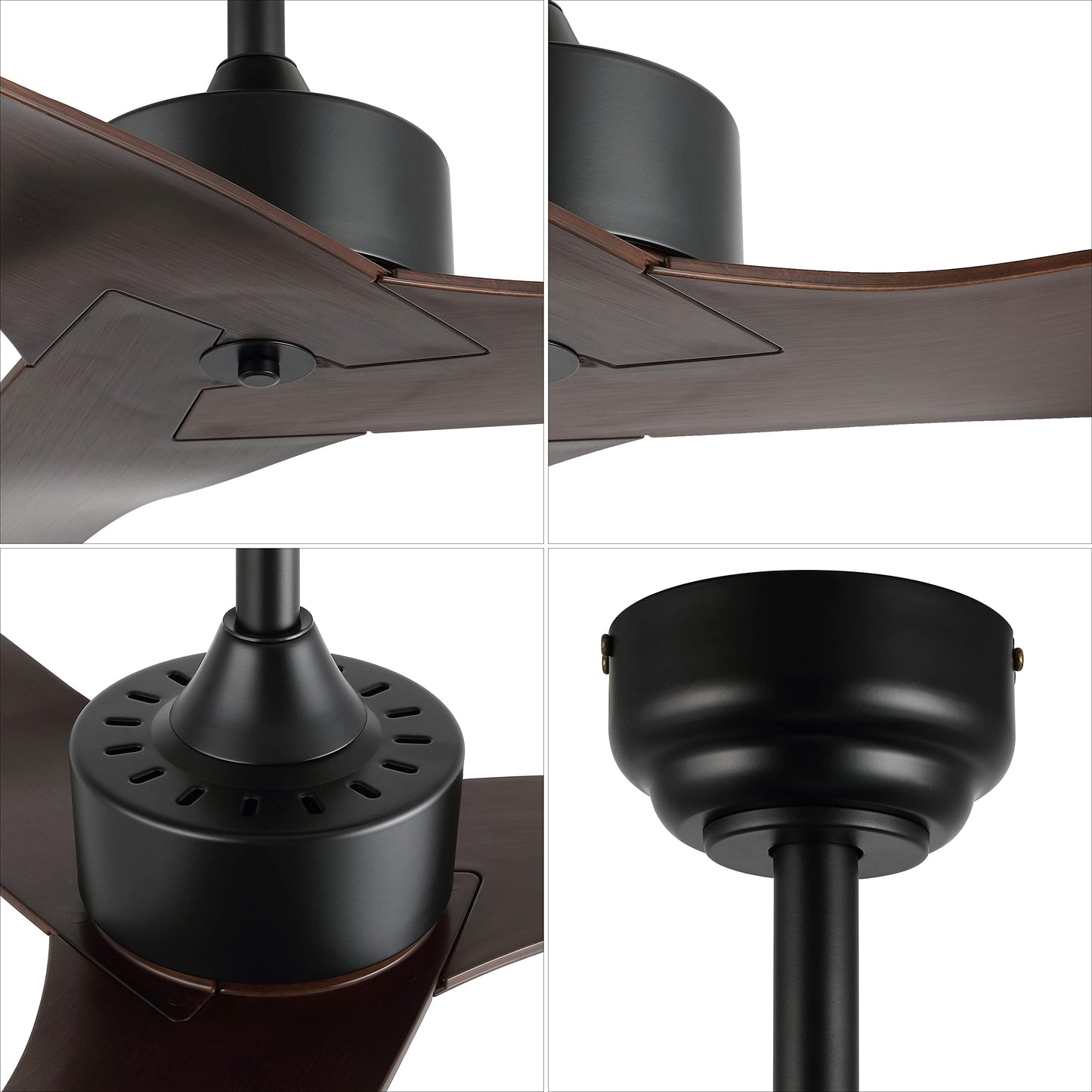JONATHAN Y Aldrin 50" Quiet 6-Speed Fan, Neutral Brown Wood Finish