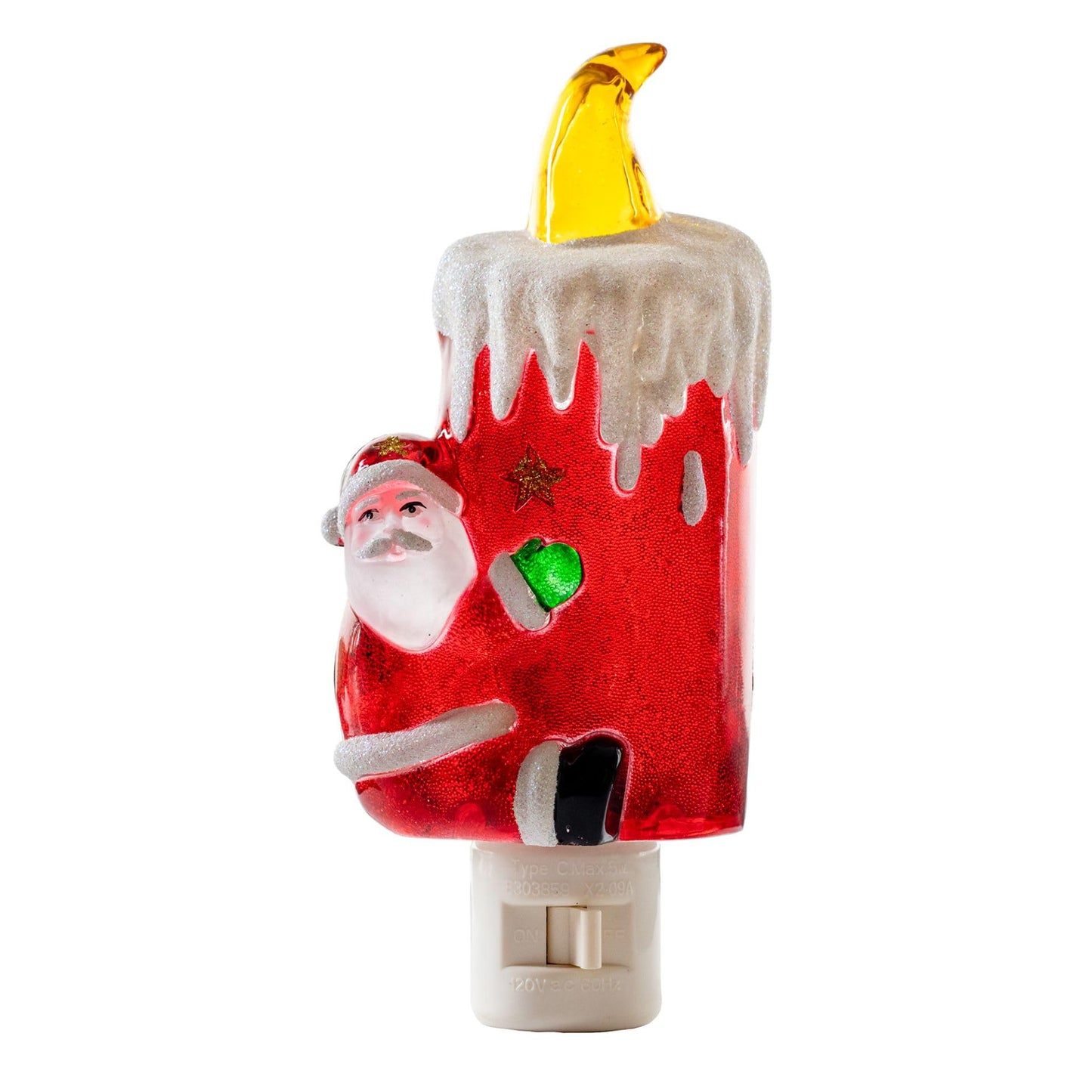 Novelty Lights LED Lamp Santa Claus with Candle Christmas Decoration Night Light with Swivel Plug