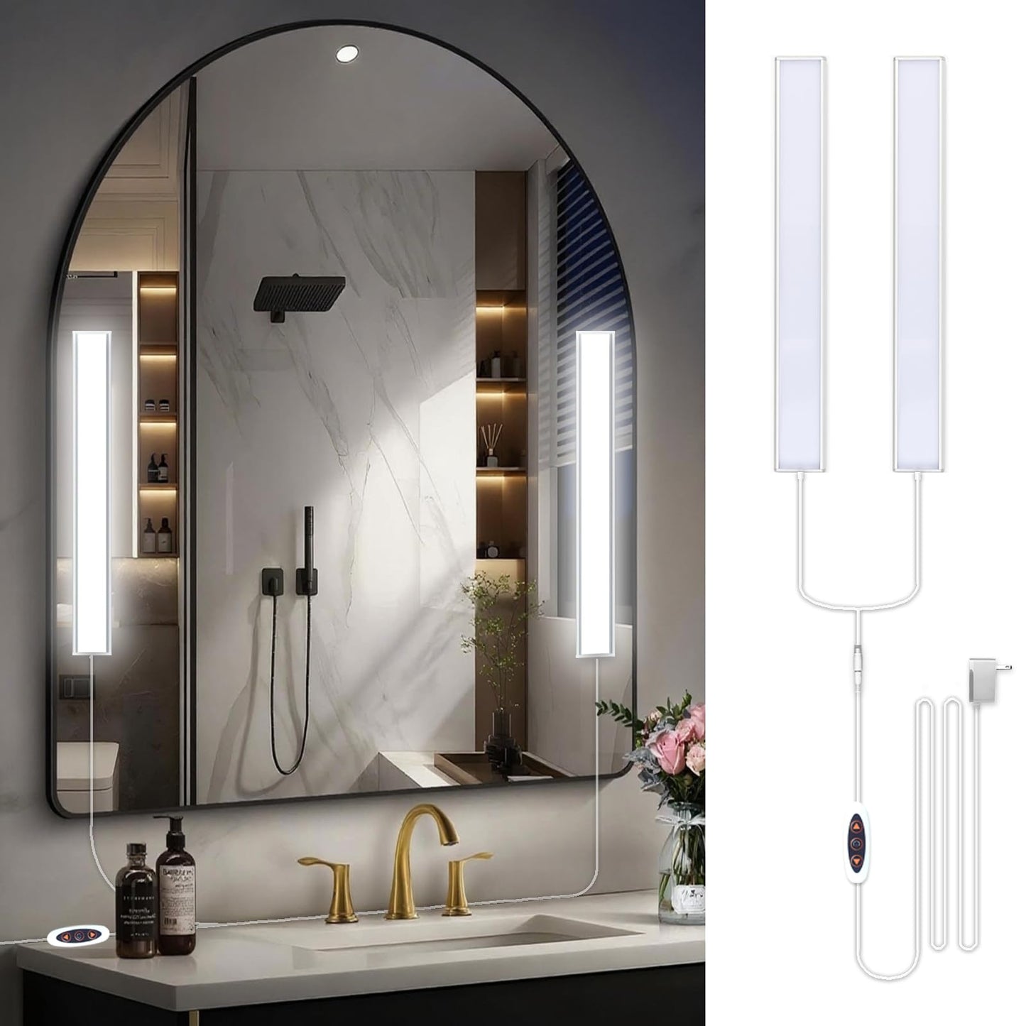 LED Vanity Light for Mirror, Bright/RA90/6000K/Dimming Makeup Lights, 12V/16W Lighting for Mirror, Lighting for Makeup Vanity Table & Bathroom Mirror