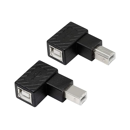 YACSEJAO USB 2.0 Type-B Printer Adapter, 2Pack 90 Degrees USB 2.0 B Male to Type-B Female Printer Adapter? for Printer, Scanner, Mobile HDD