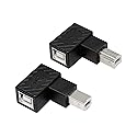 YACSEJAO USB 2.0 Type-B Printer Adapter, 2Pack 90 Degrees USB 2.0 B Male to Type-B Female Printer Adapter? for Printer, Scanner, Mobile HDD