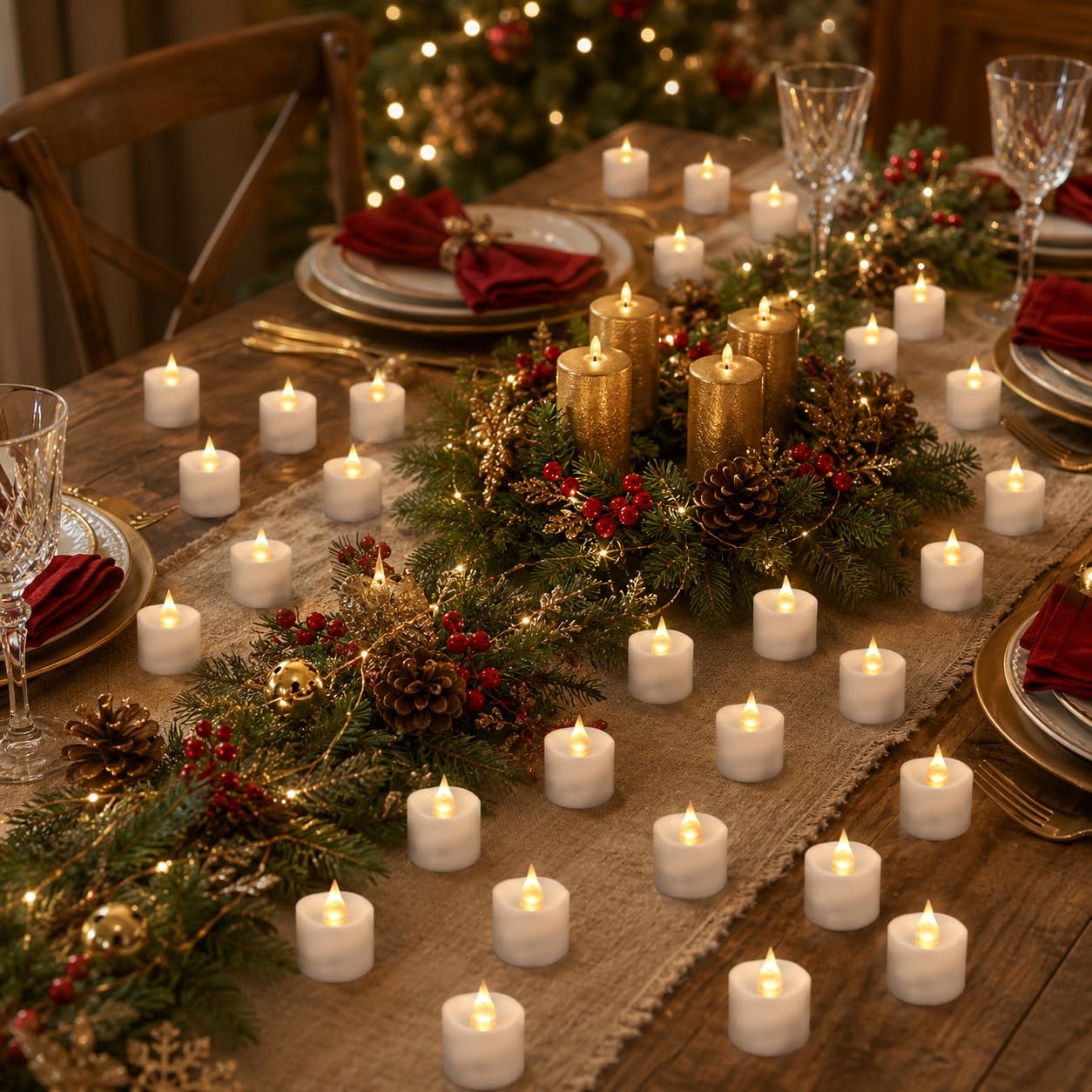 24 Pack LED Tea Lights with Remote Control, Flameless Battery Operated Tealight Candles, Warm White Flickering, Long Lasting for Home Decor, Wedding