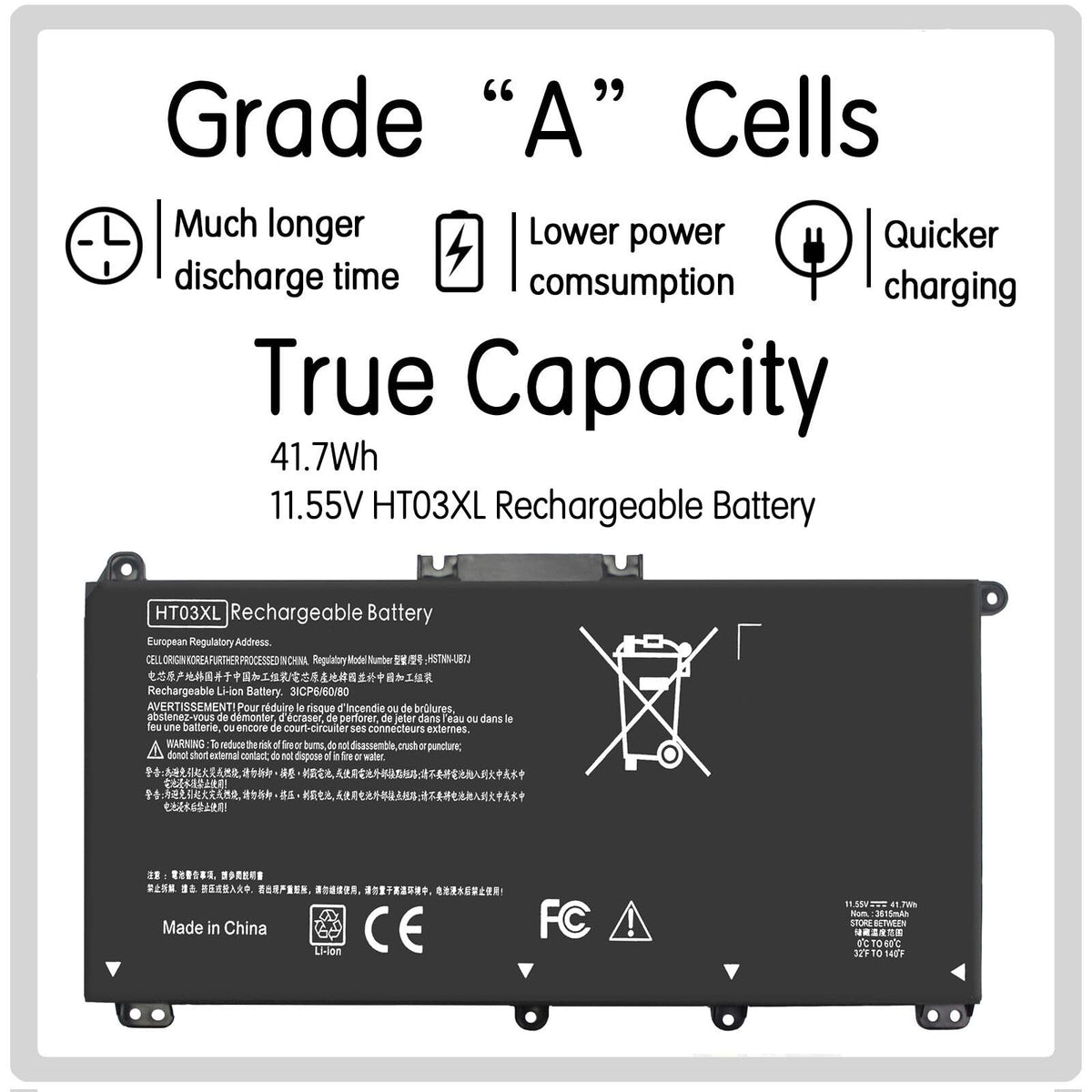 ESTENGPRO HT03XL L11119-855 Battery Replacement for HP Pavilion 15 15-DA 15-DB 15-CS 15-DW 15-DY 17-by 17-CA 14-CE 14-CF 14-DF Series 15-CW1XXX